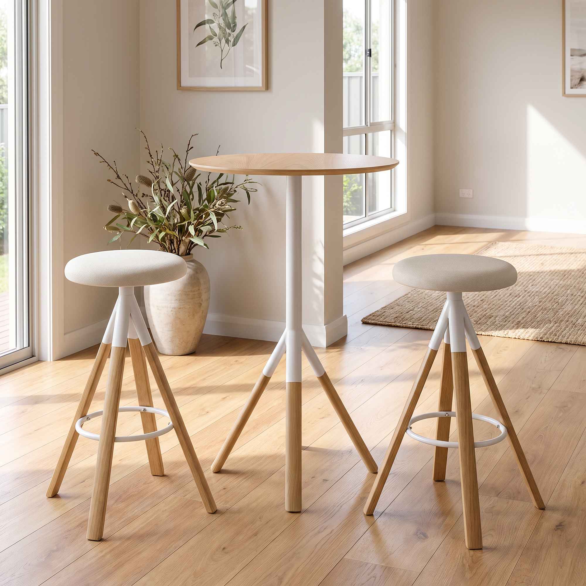 Storgata Bar Table Set with 2 Solid Oak Barstools