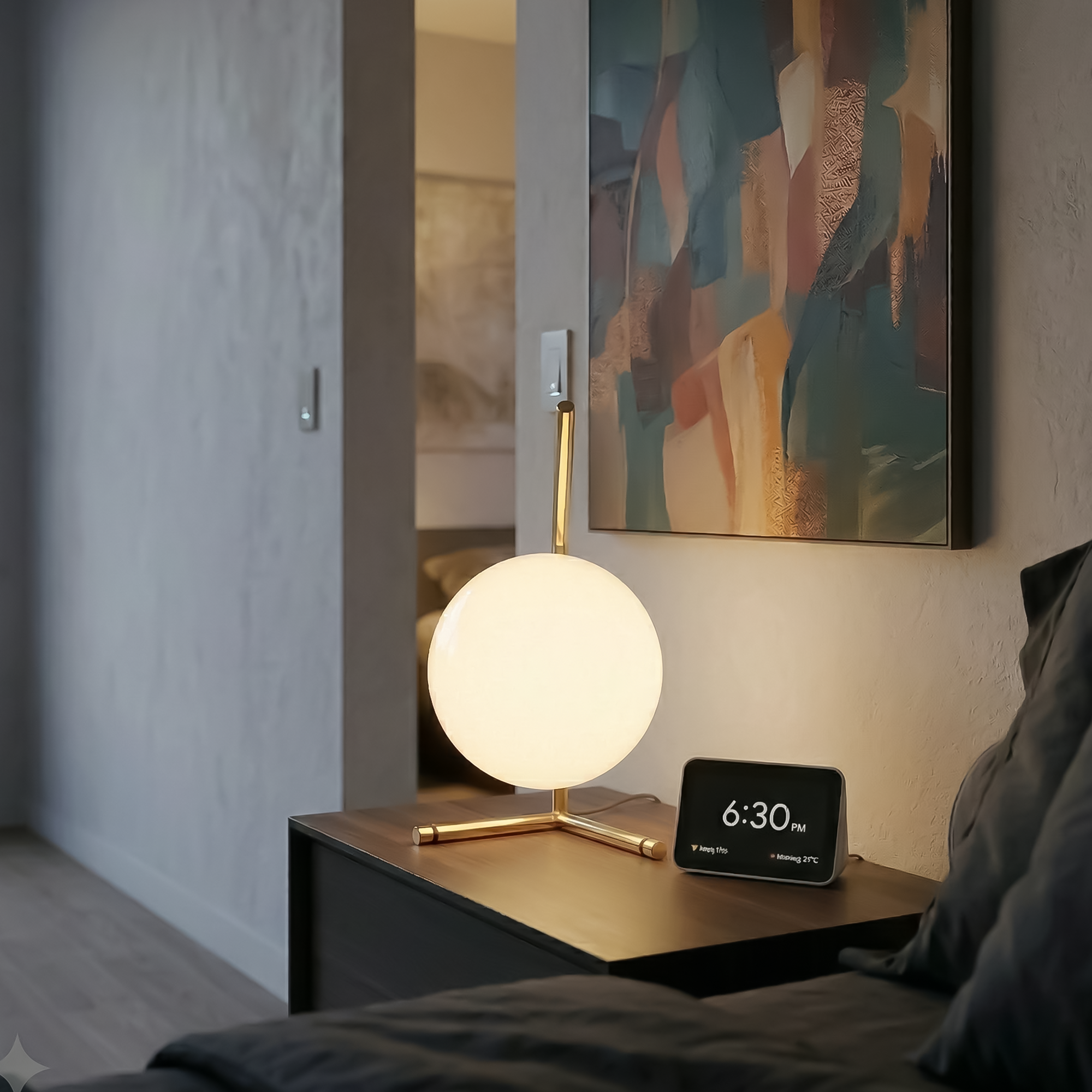 Milano Glass Globe Table Lamp - Gold