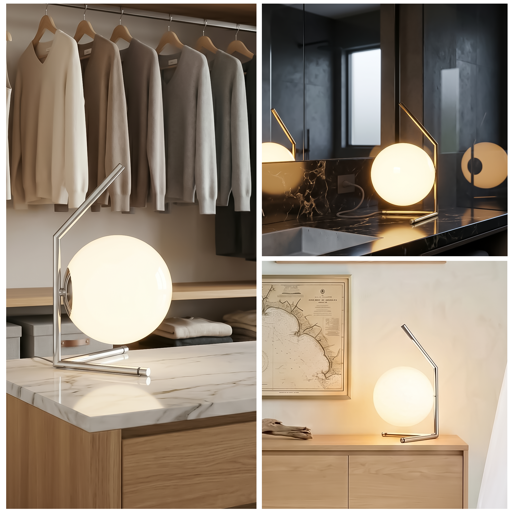 Milano Glass Globe Table Lamp - Silver