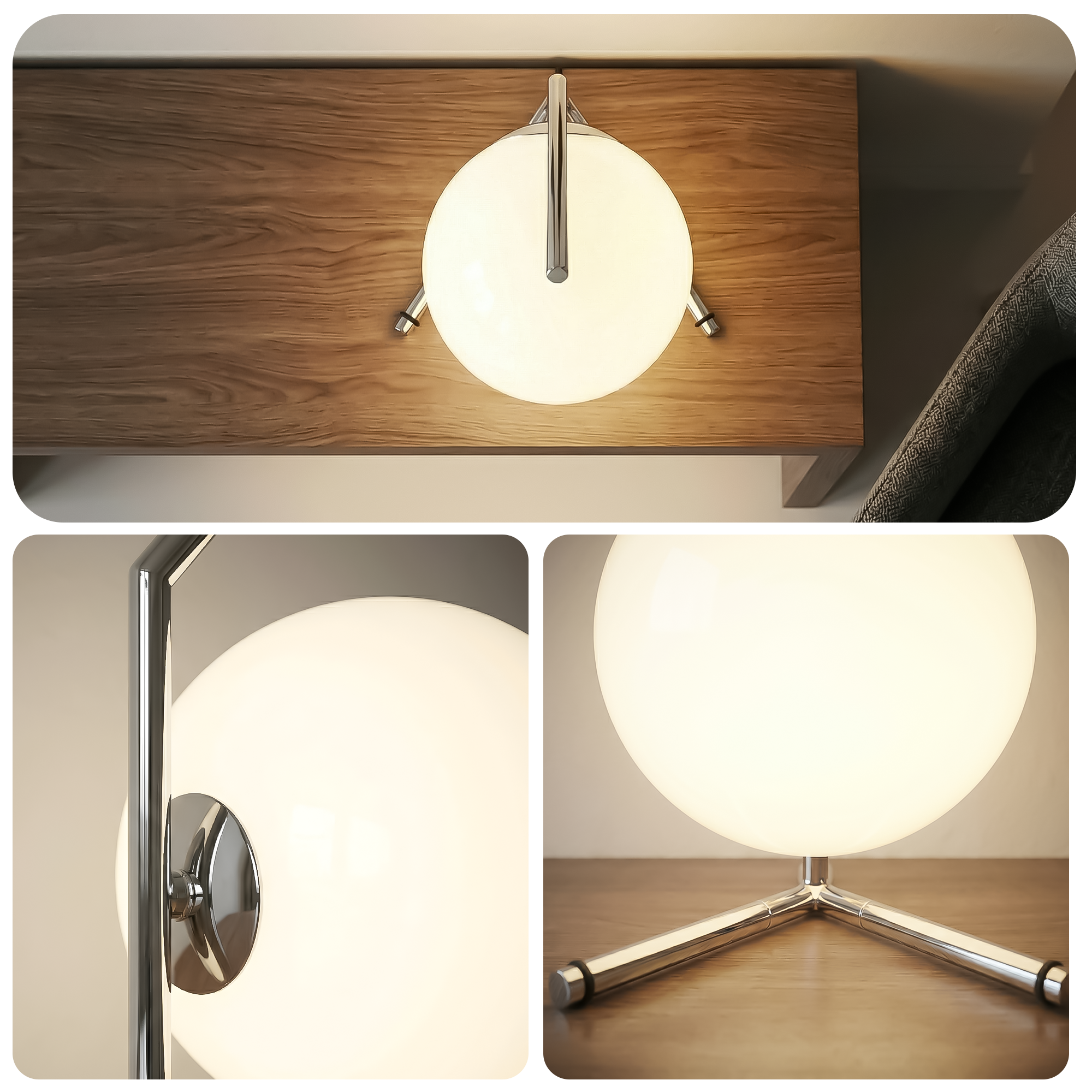 Milano Glass Globe Table Lamp - Silver