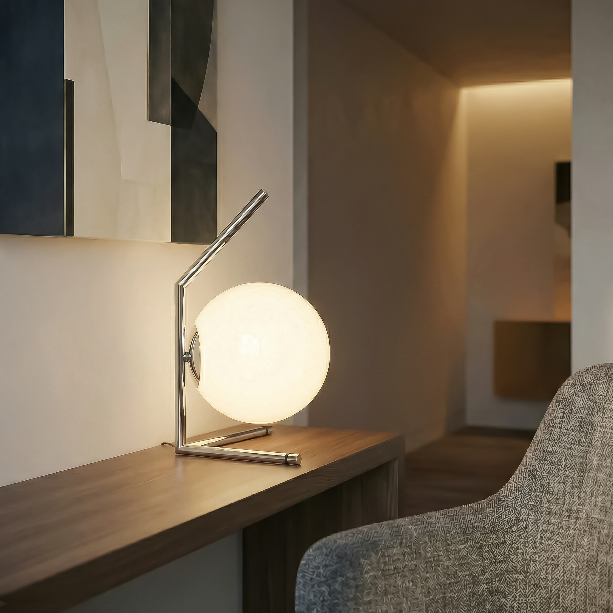 Milano Glass Globe Table Lamp - Silver