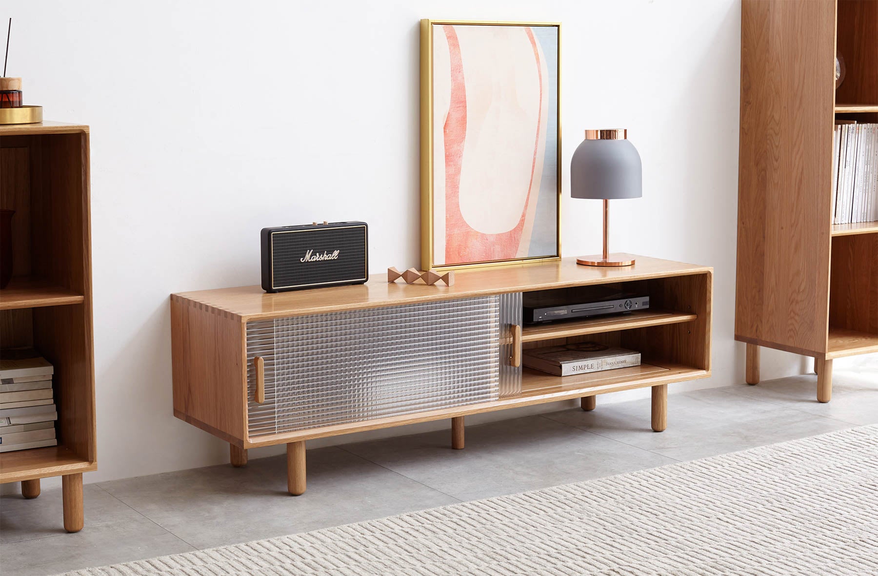 Tidan Solid Oak Wood Entertainment Unit