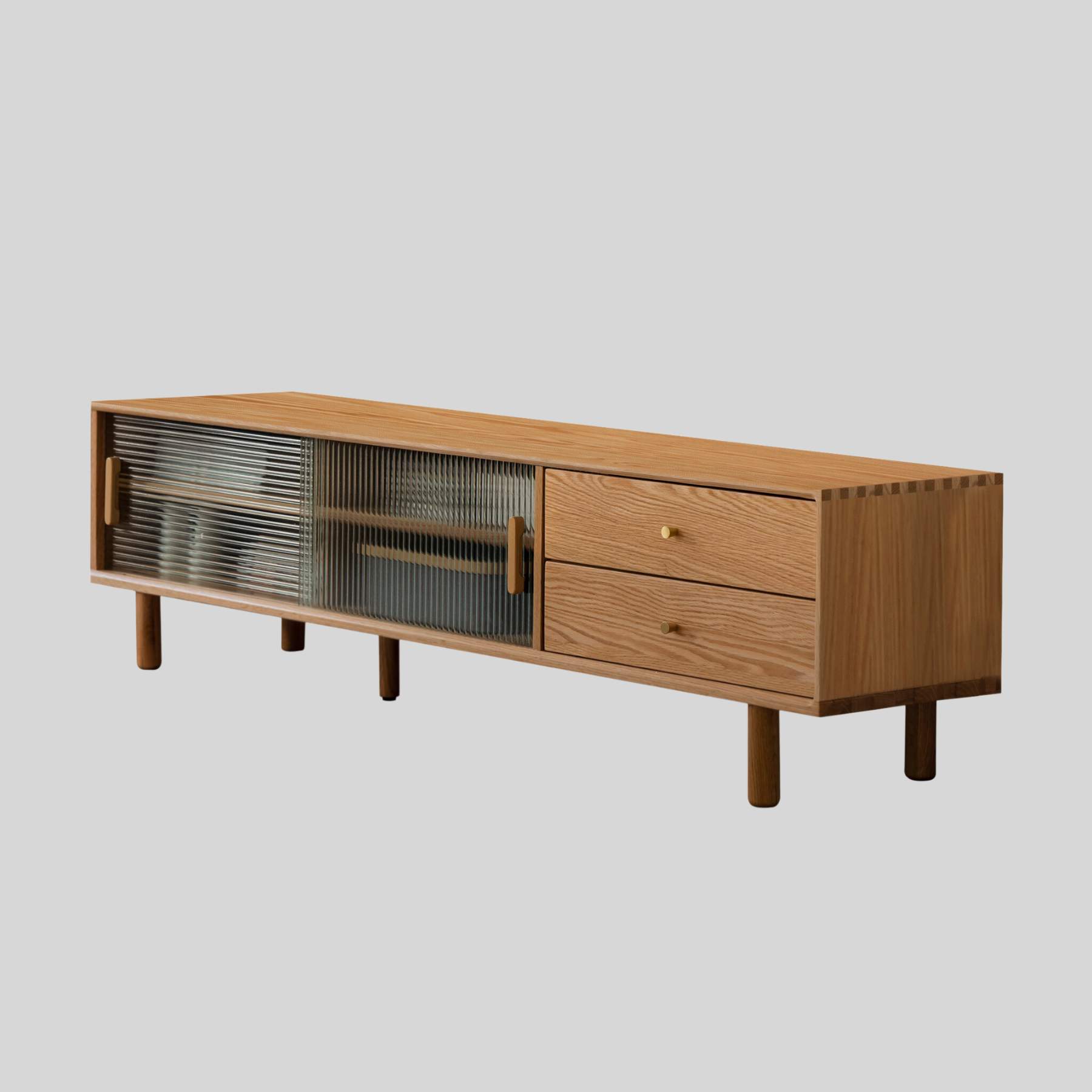 Amsele Oak Wood & Glass TV Unit