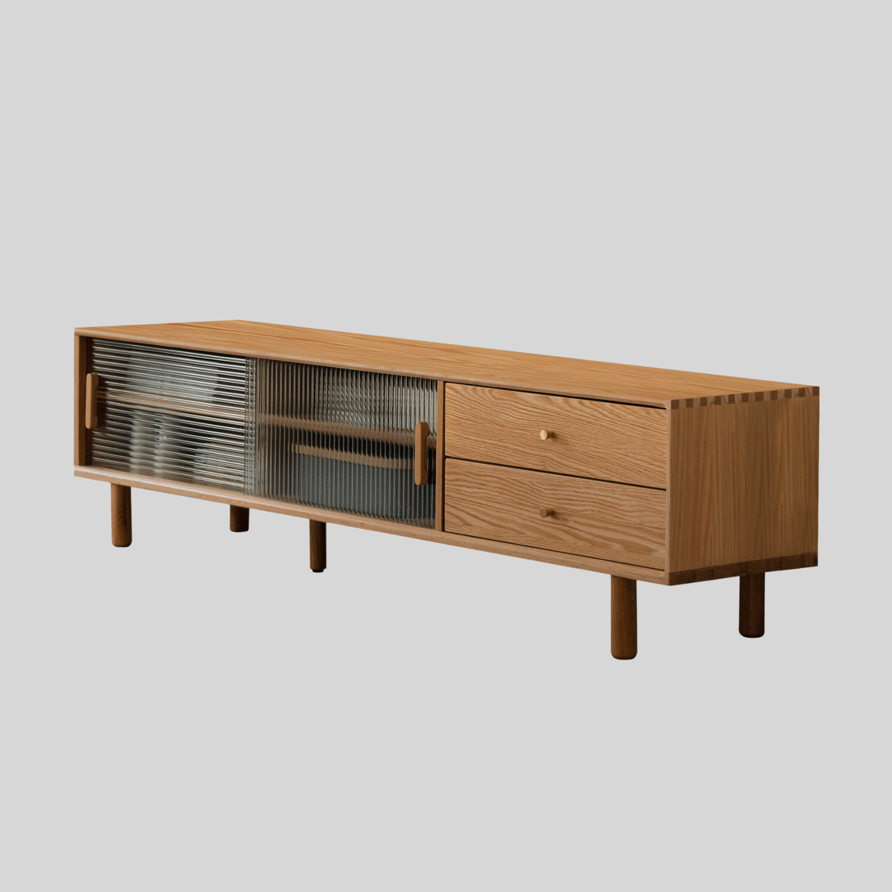 Amsele Solid Oak Wood & Glass TV Unit