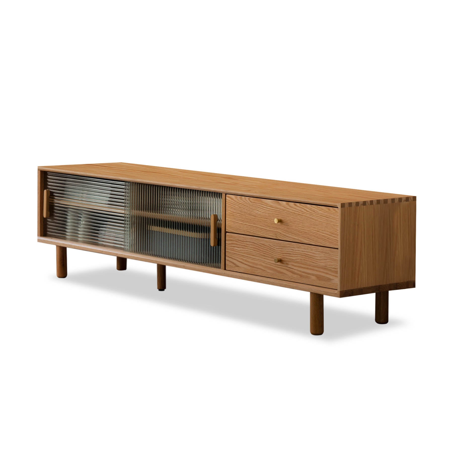 Amsele Solid Oak Wood & Glass TV Unit