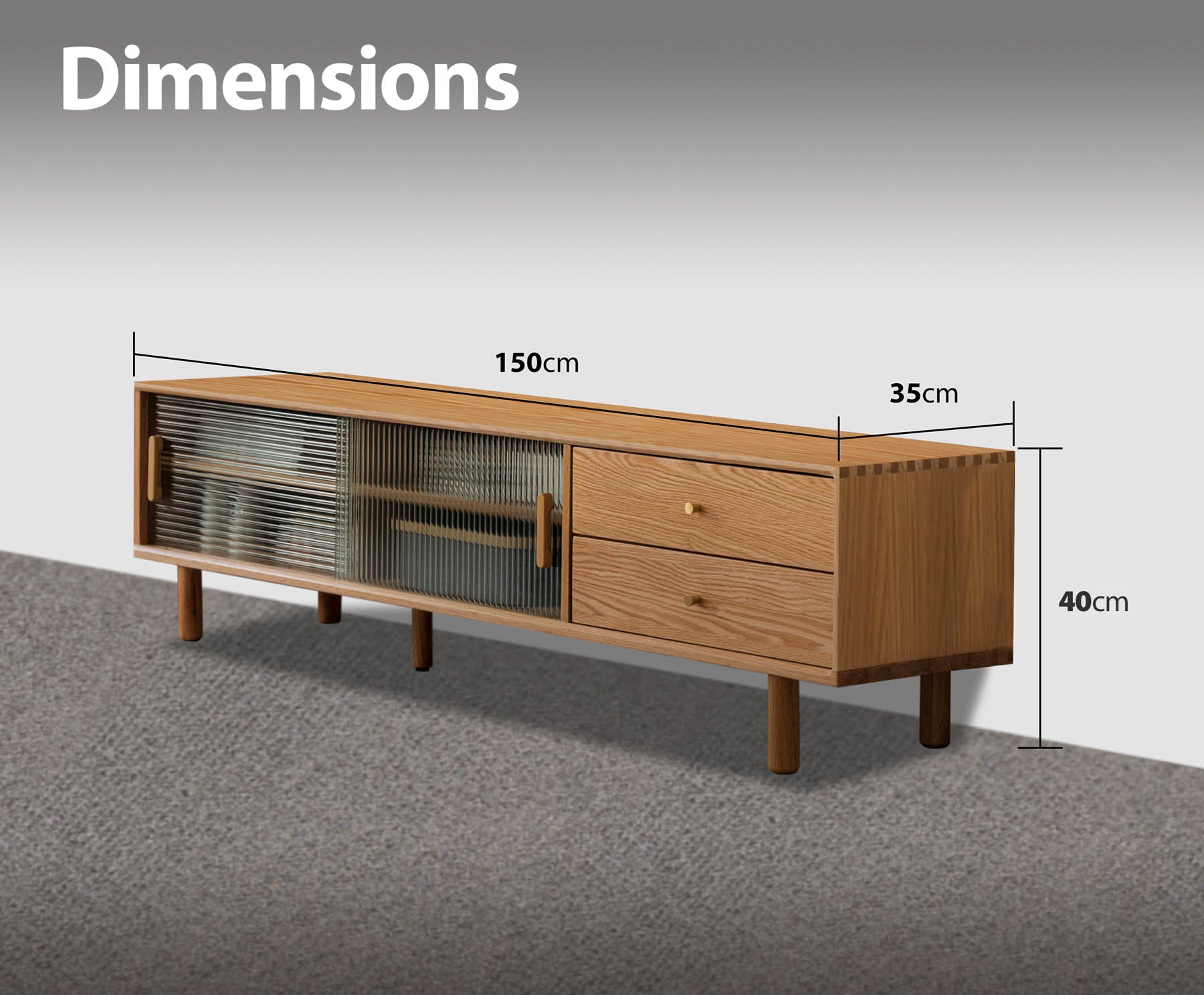 Amsele Solid Oak Wood & Glass TV Unit