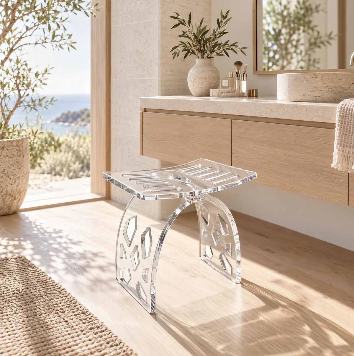 Vestergade Clear Acrylic Bath Shower Stool