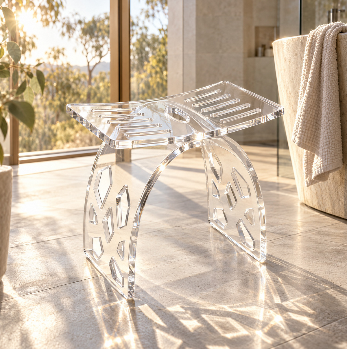 Vestergade Clear Acrylic Bath Shower Stool