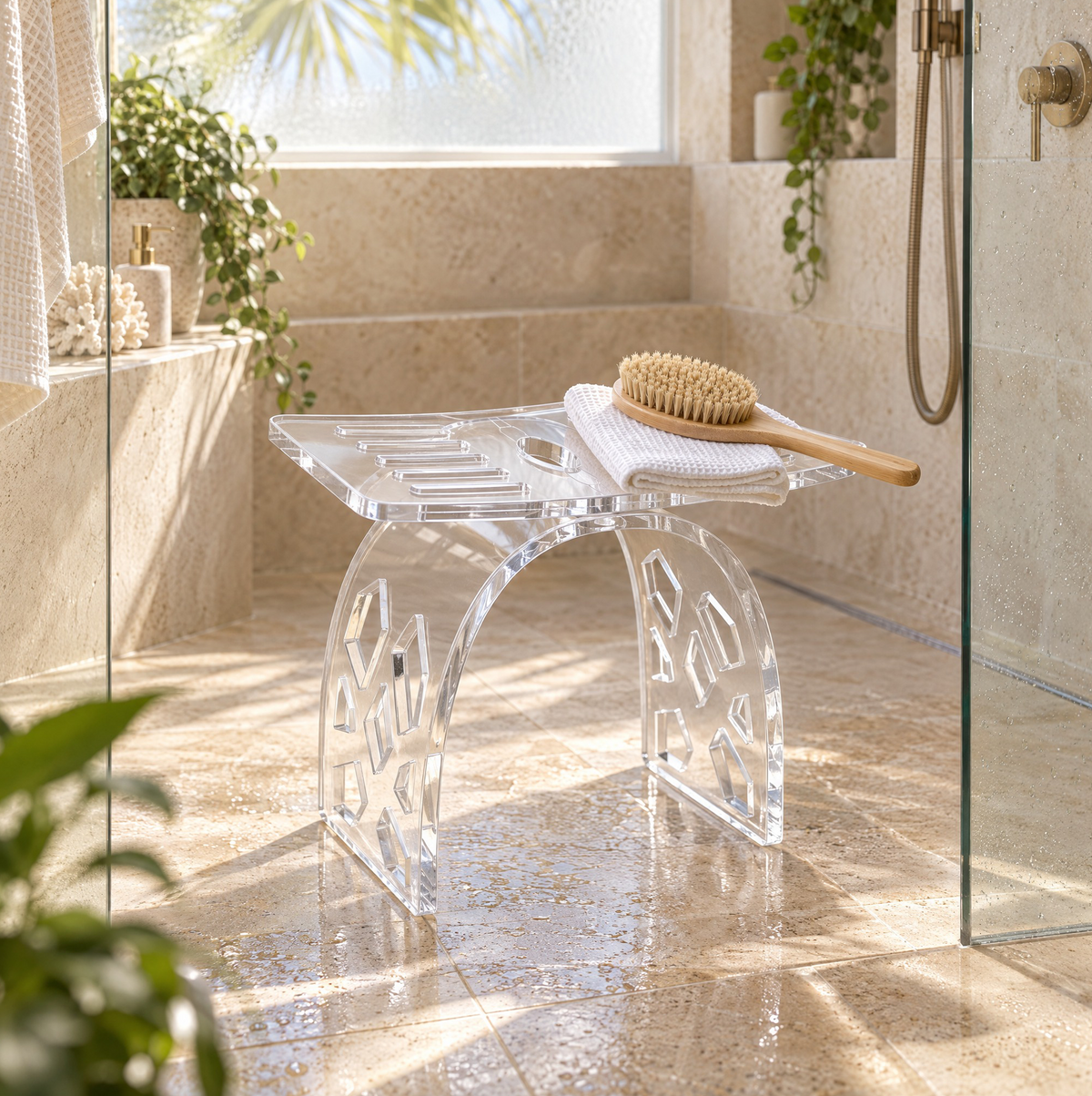 Vestergade Clear Acrylic Bath Shower Stool