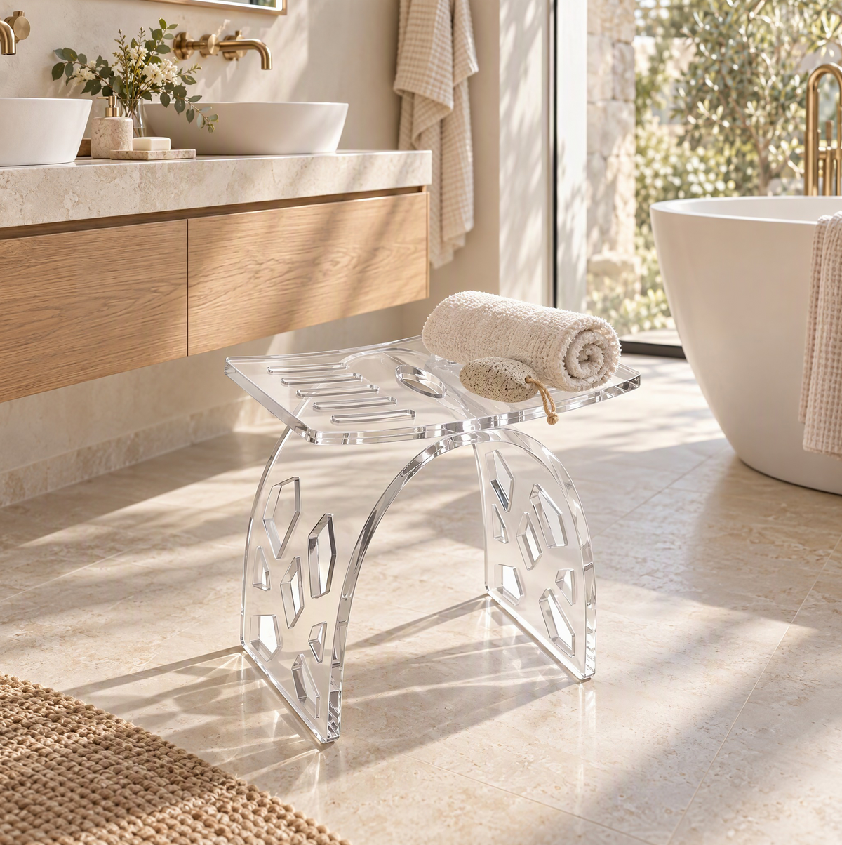 Vestergade Clear Acrylic Bath Shower Stool