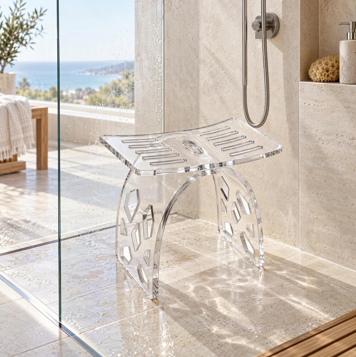 Vestergade Clear Acrylic Bath Shower Stool