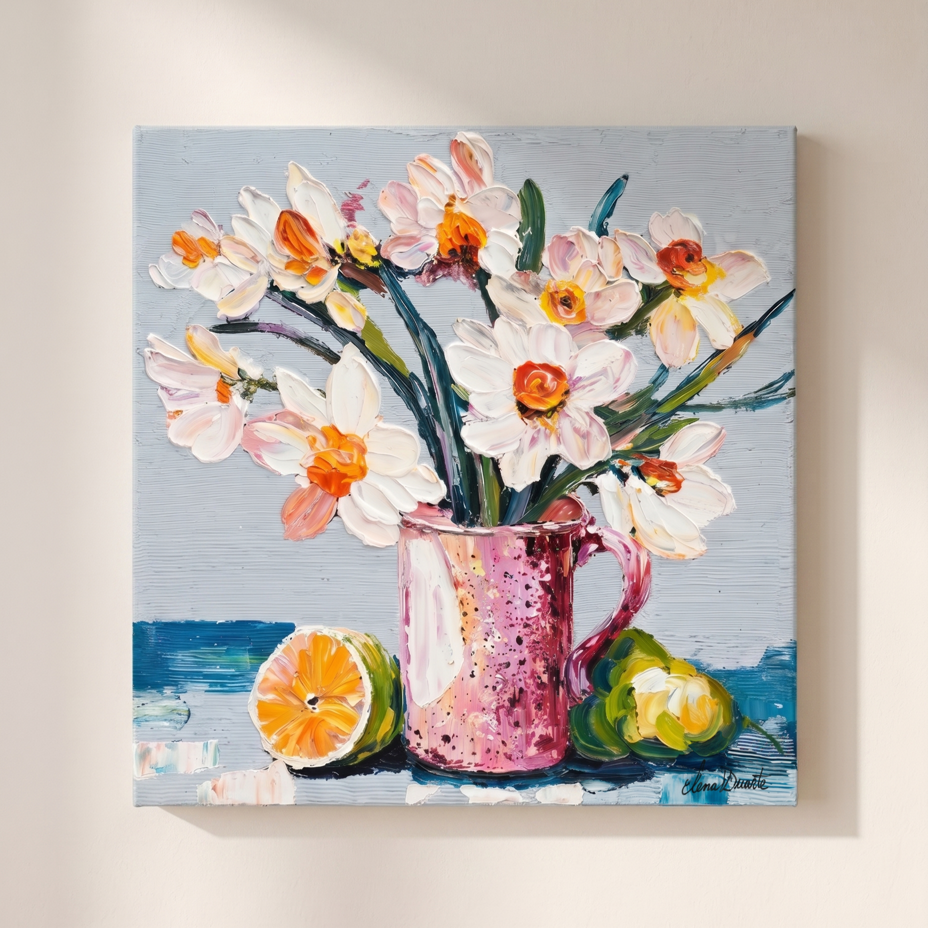 Stillness with Citrus — Original Impasto Painting by Elena Duarte