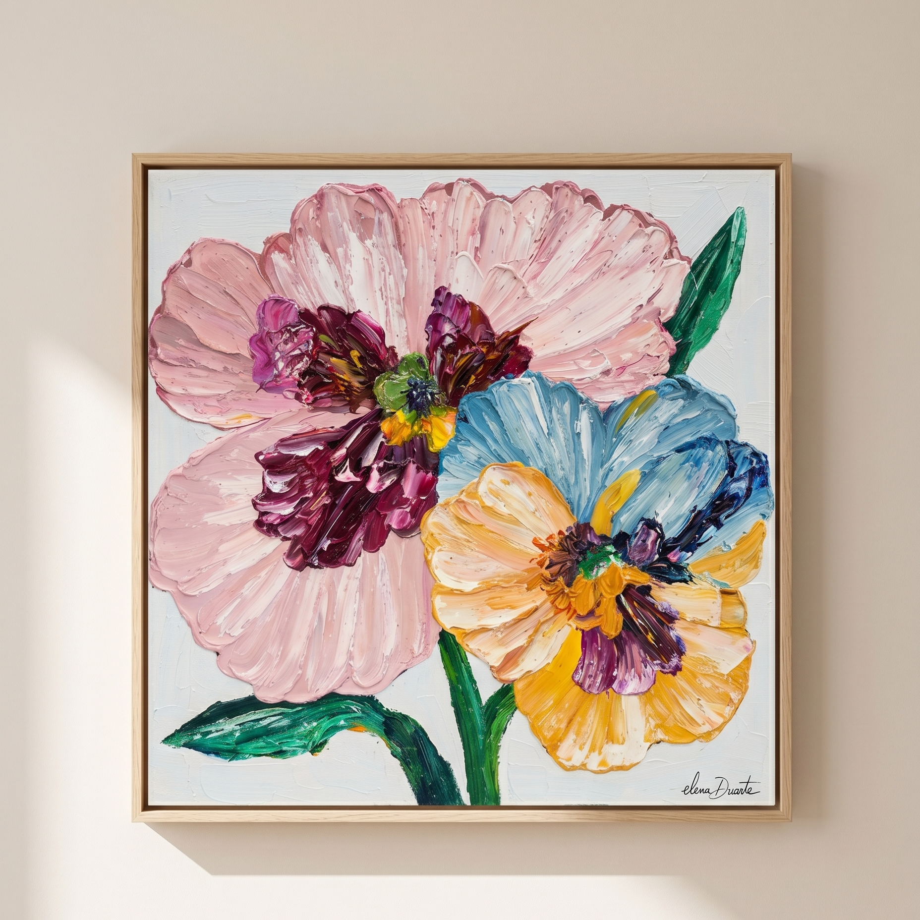 Whimsical Petals - Original Impasto Painting by Elena Duarte