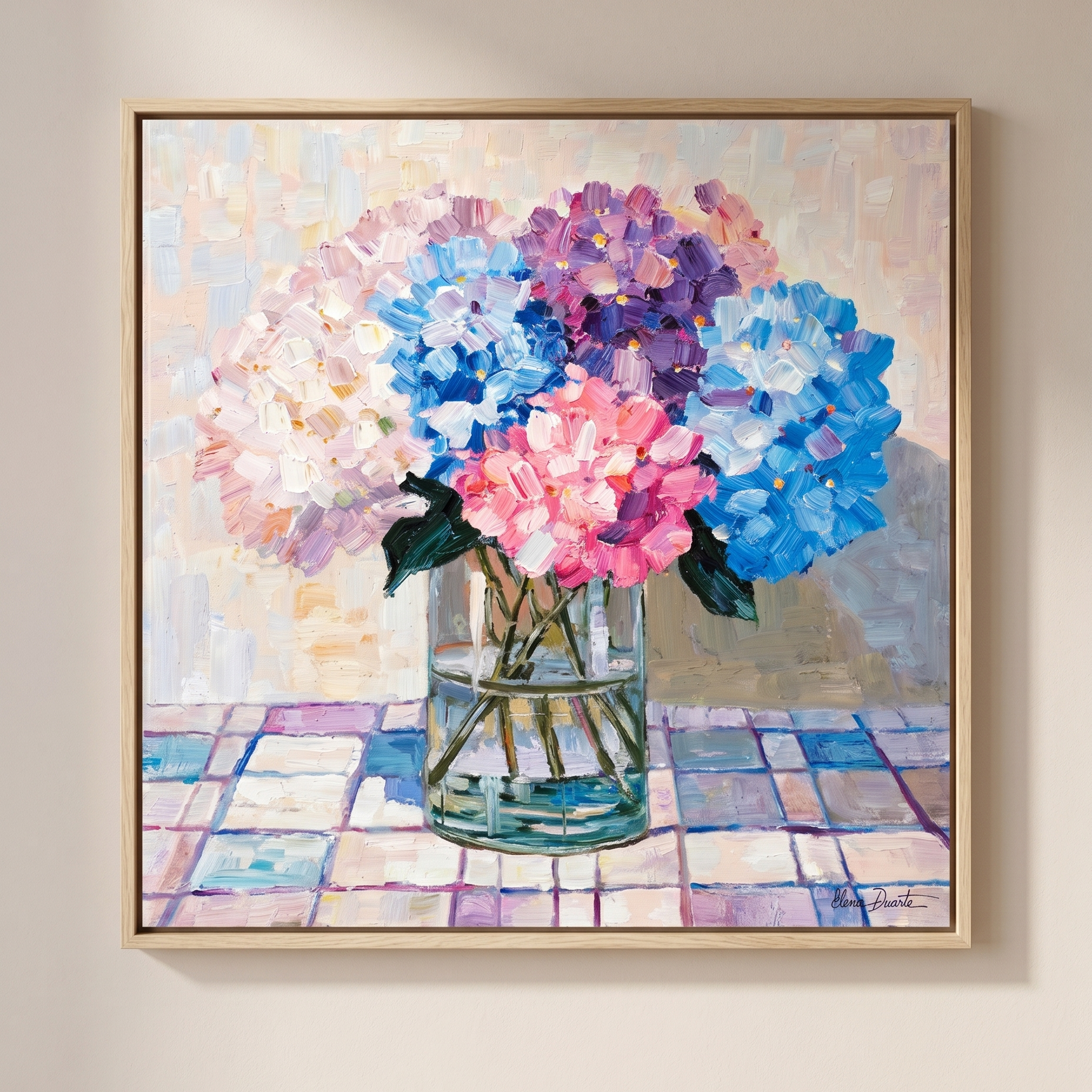 Hydrangea Harmony — Original Impasto Painting by Elena Duarte