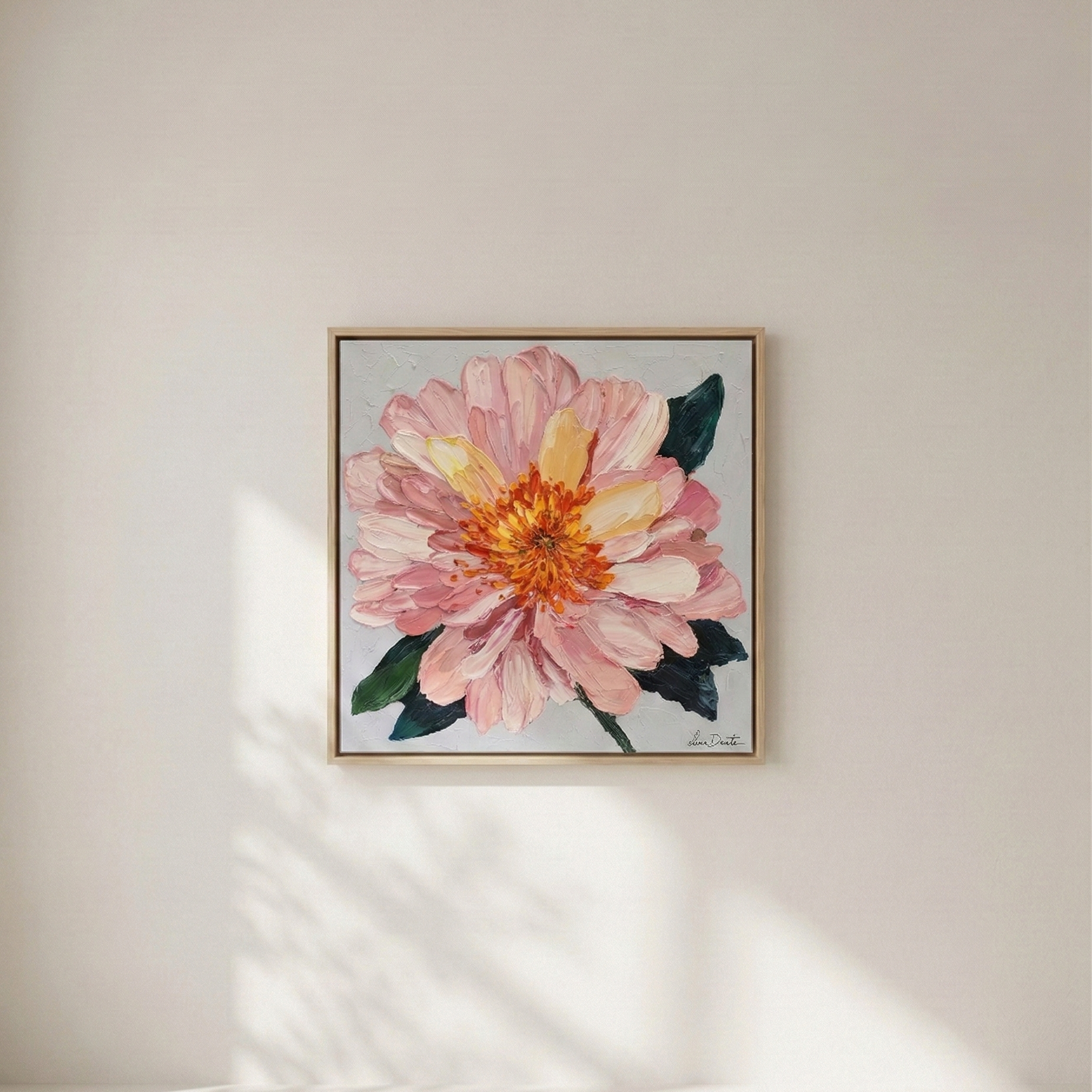 Modern living room interior with Elena Duarte Soft Bloom artwork - Nick and Noma Furniture