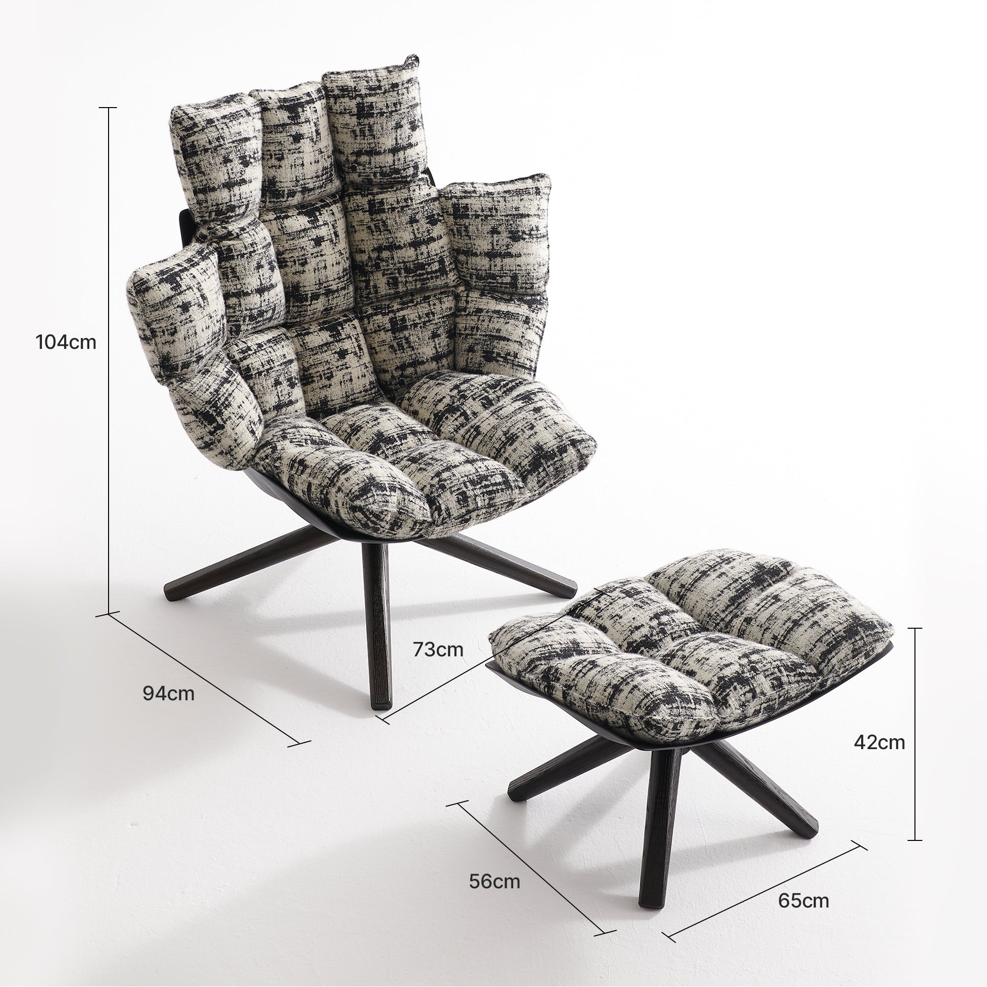 Kiruna Lounge Chair and Foot Stool Set | Replica Husk Chair