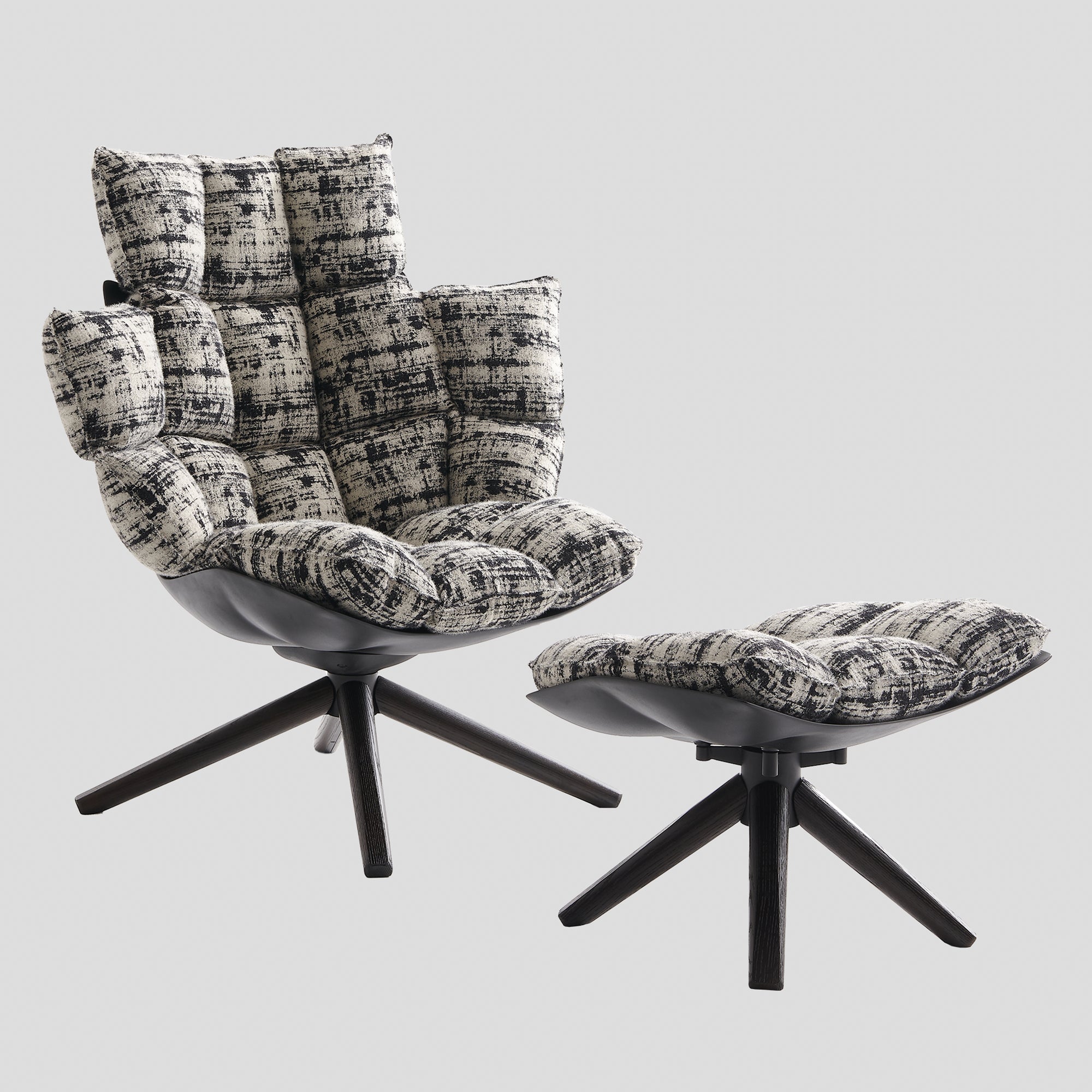 Kiruna Lounge Chair and Foot Stool Set | Replica Husk Chair