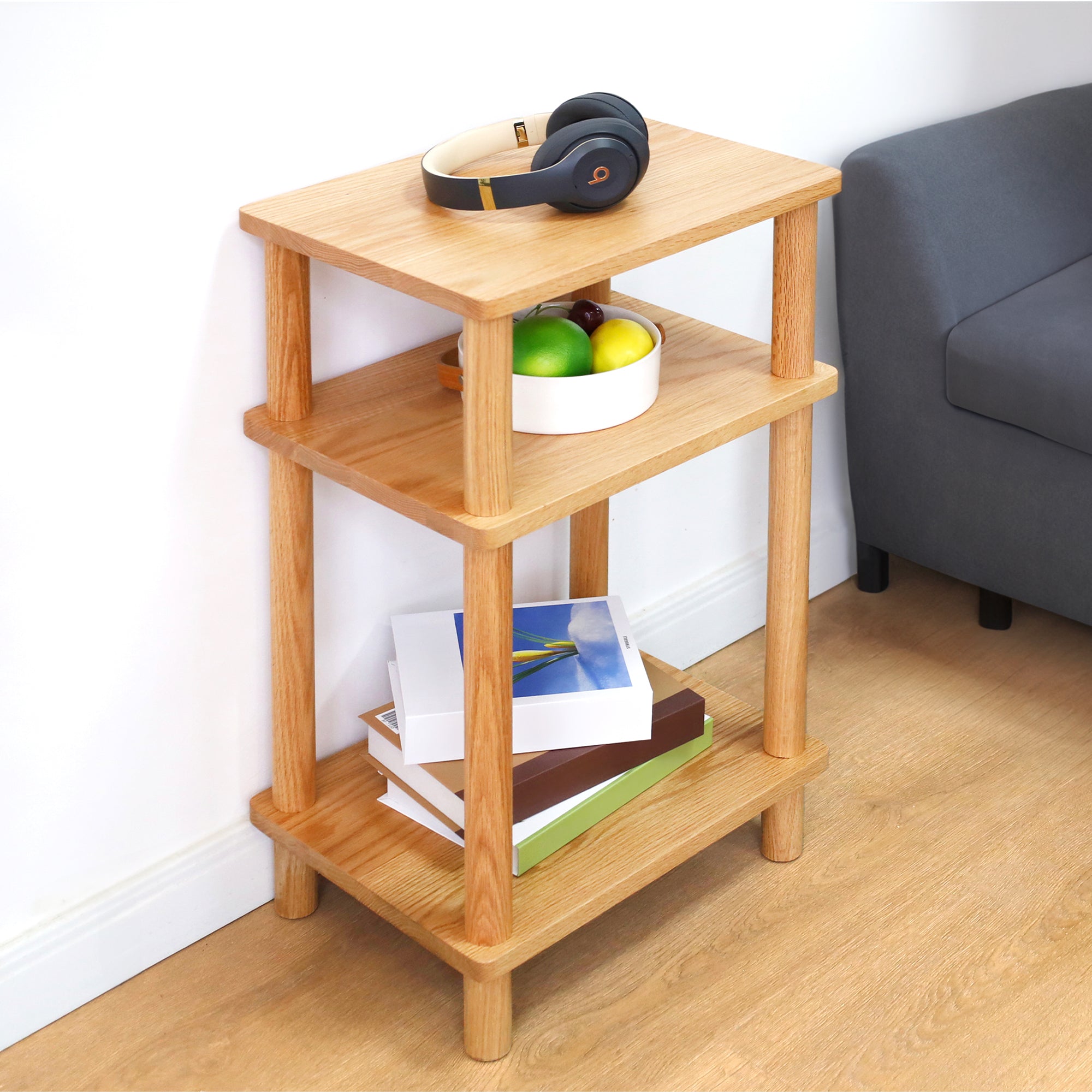 Ribe 3 Tier Solid Oak Tall Display Rack