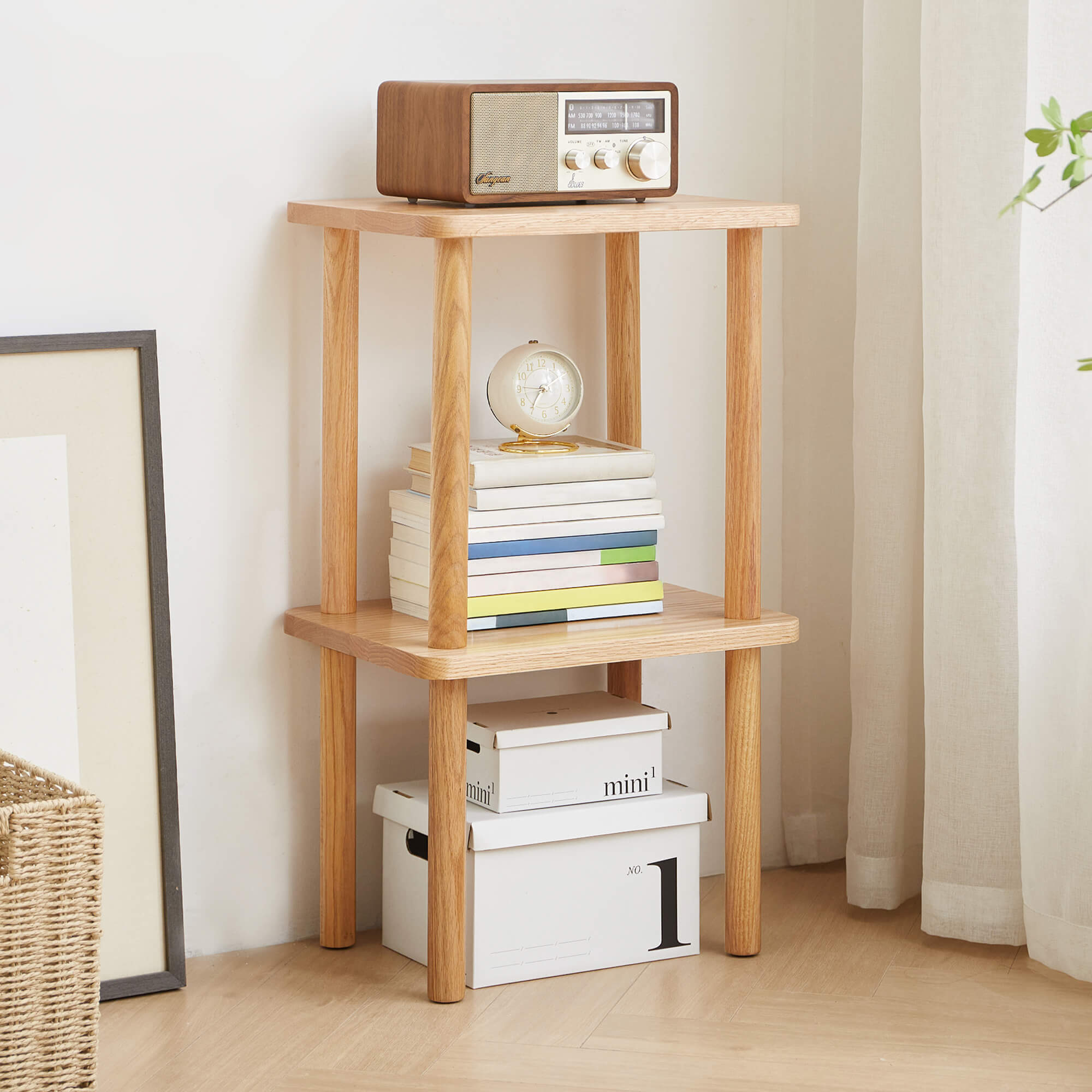 Ribe 2 Tier Solid Oak Tall Display Rack