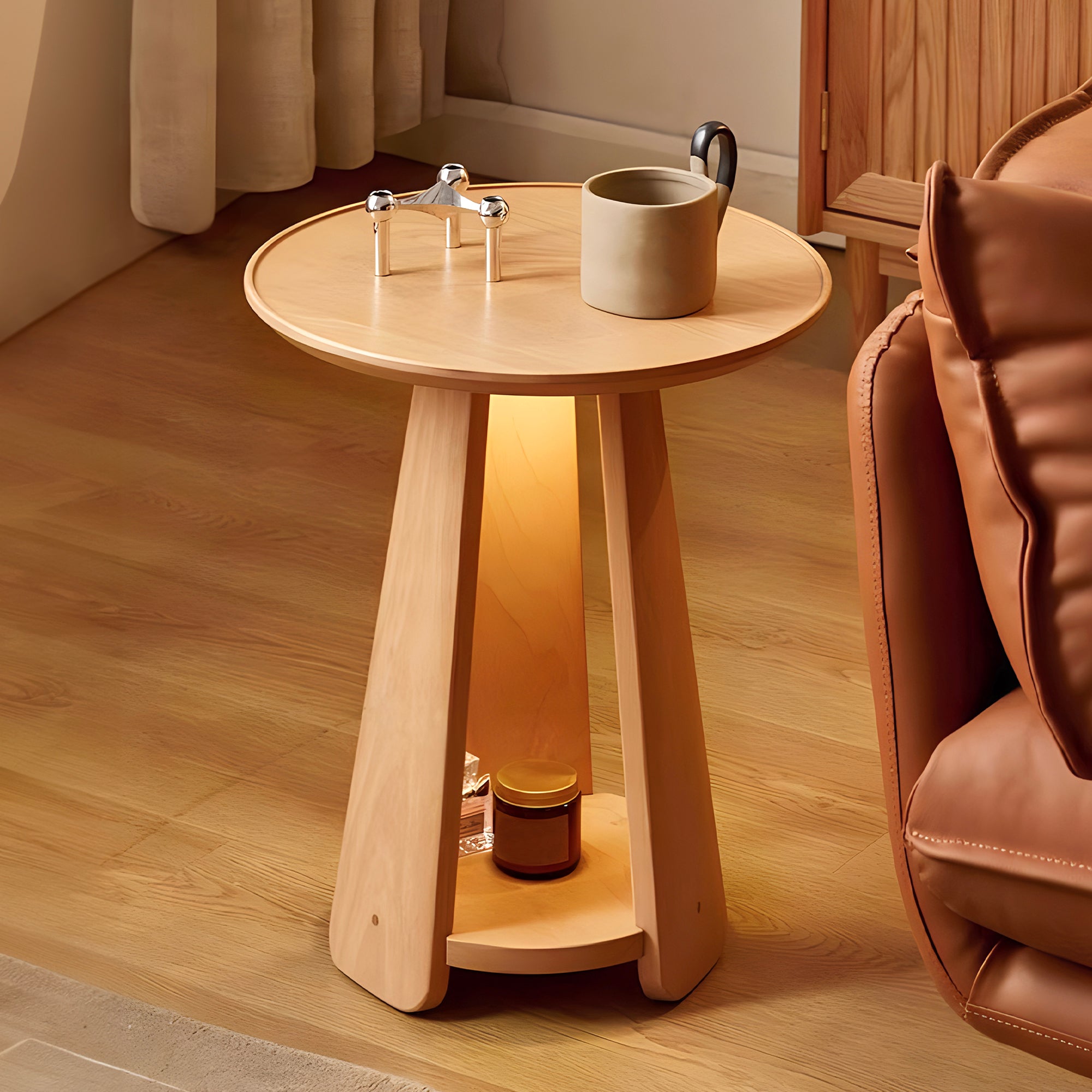 Esbjerg Solid Beechwood Side Table with LED Light