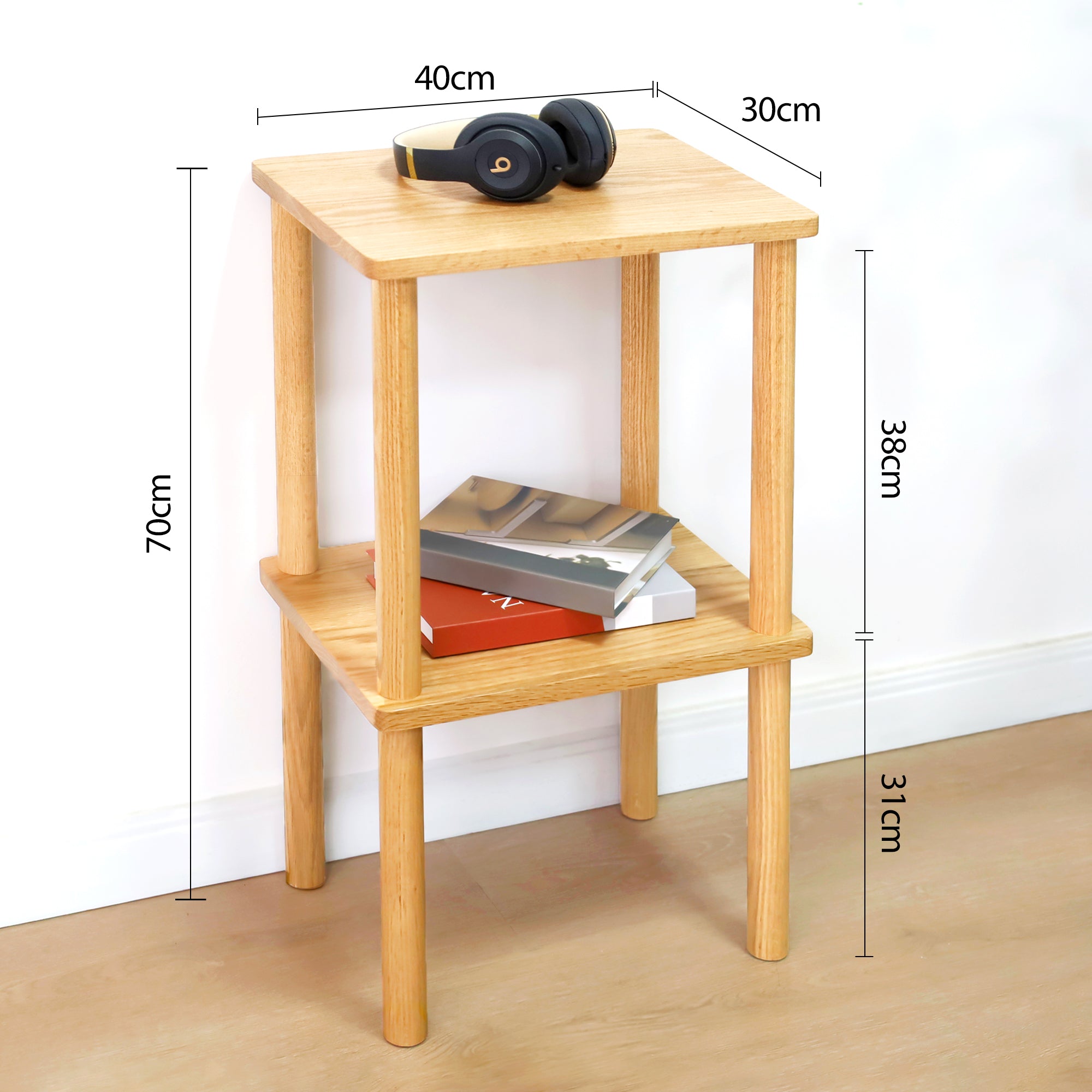 Ribe 2 Tier Solid Oak Tall Display Rack