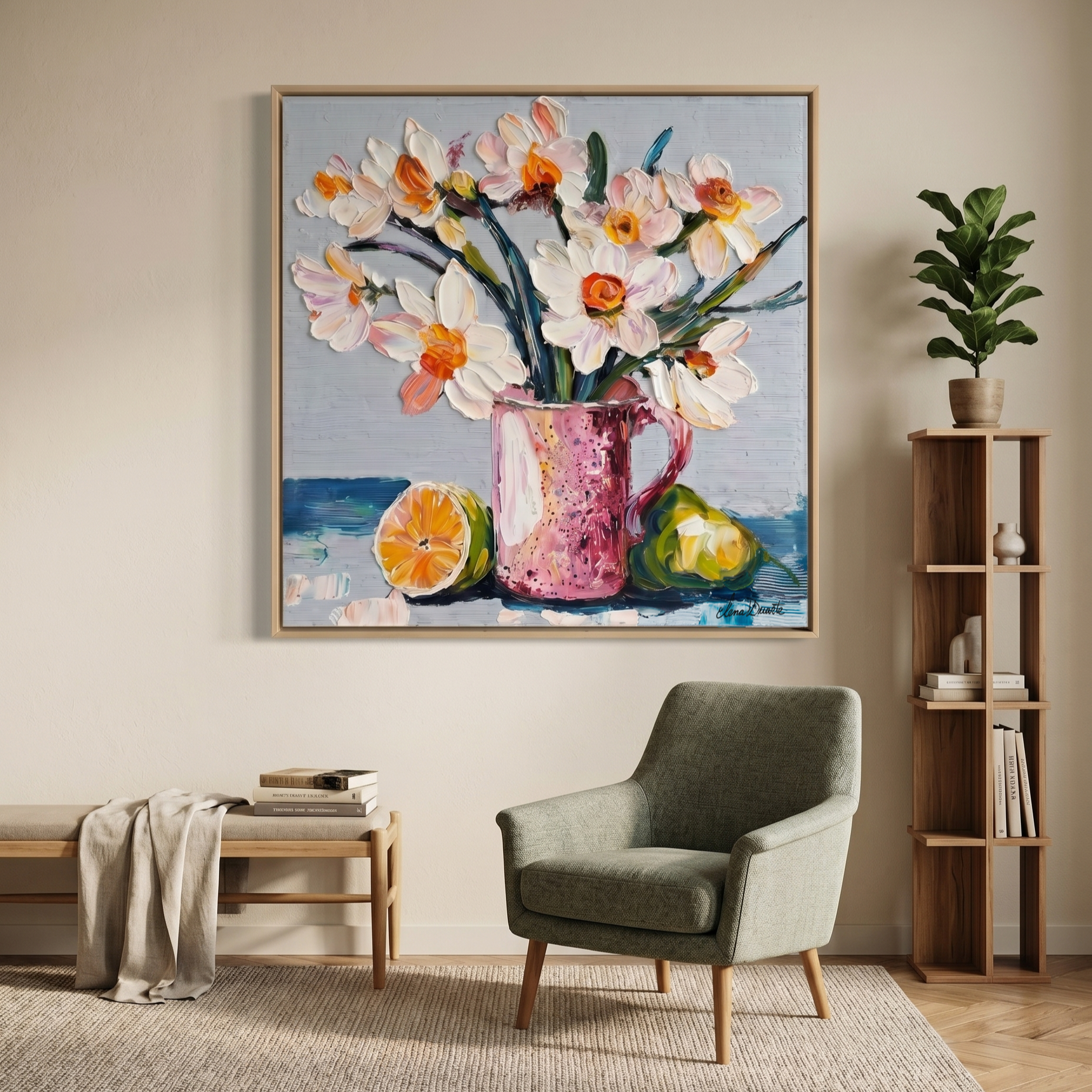 Stillness with Citrus — Original Impasto Painting by Elena Duarte