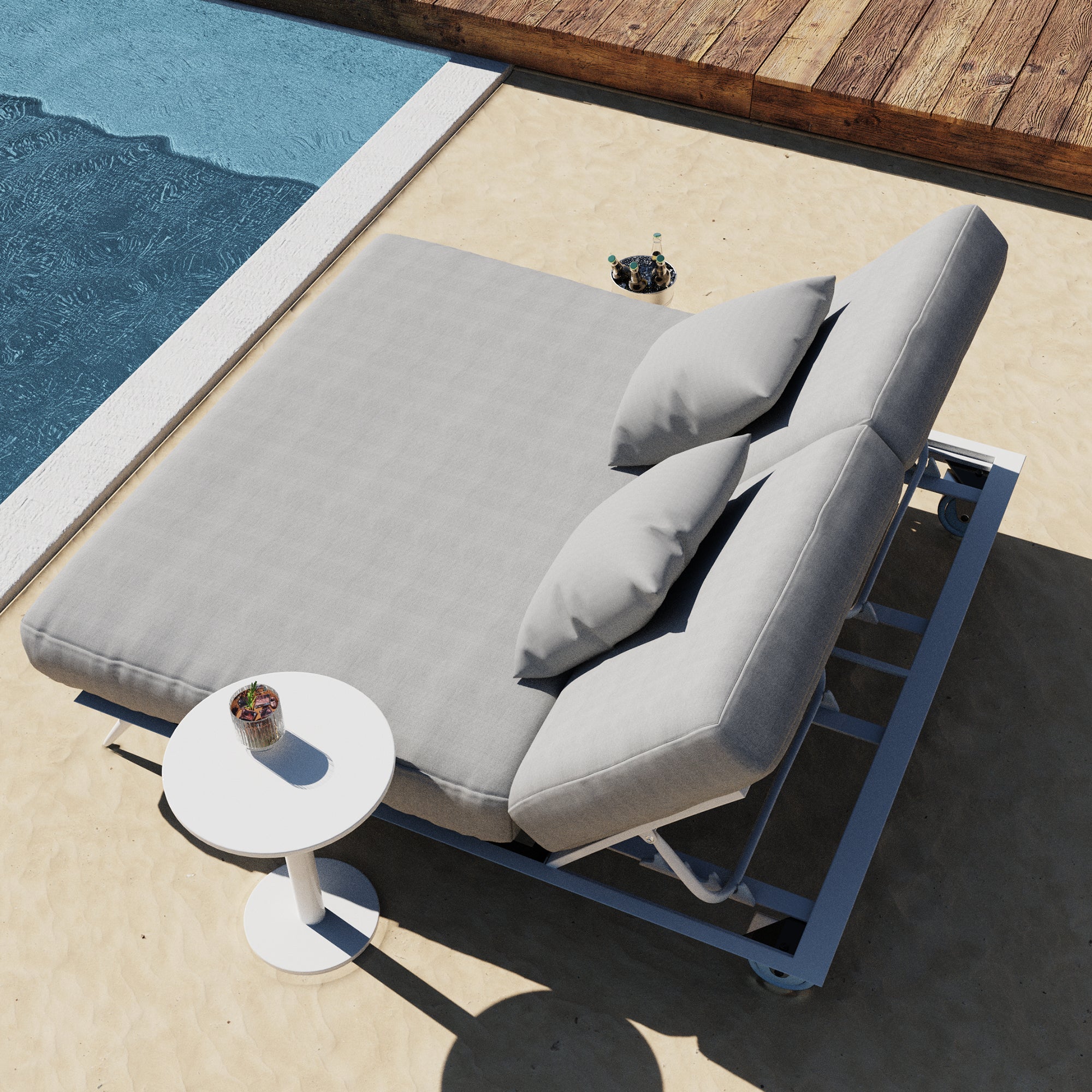 Avenyn Double Grey Reclining Sun Lounger