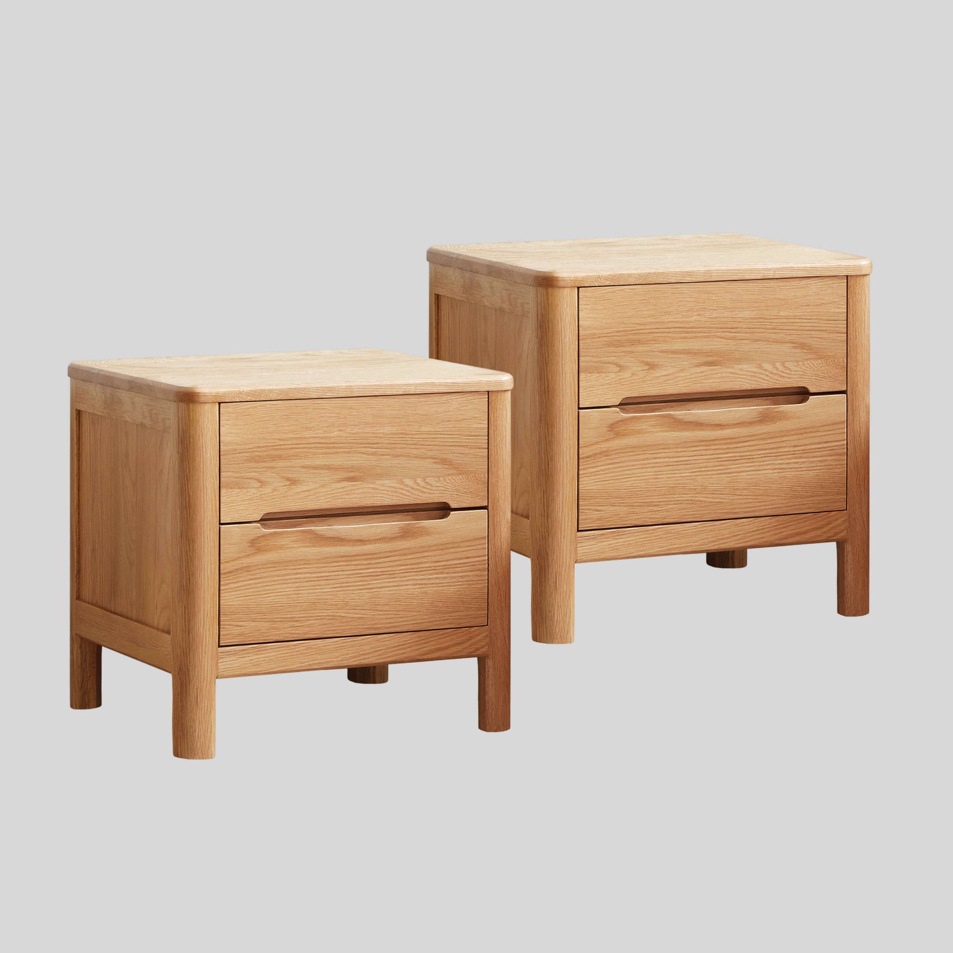 Set of 2 Grenaa Solid Oak Wood Bedside Table