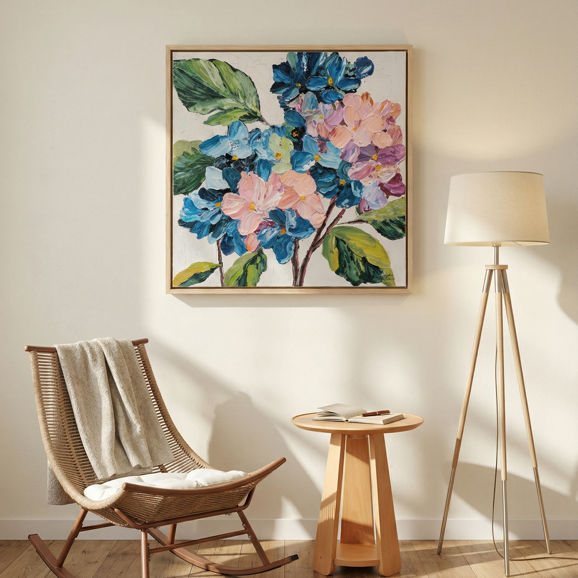 Azure & Roseate Clusters — Original Impasto Painting by Elena Duarte