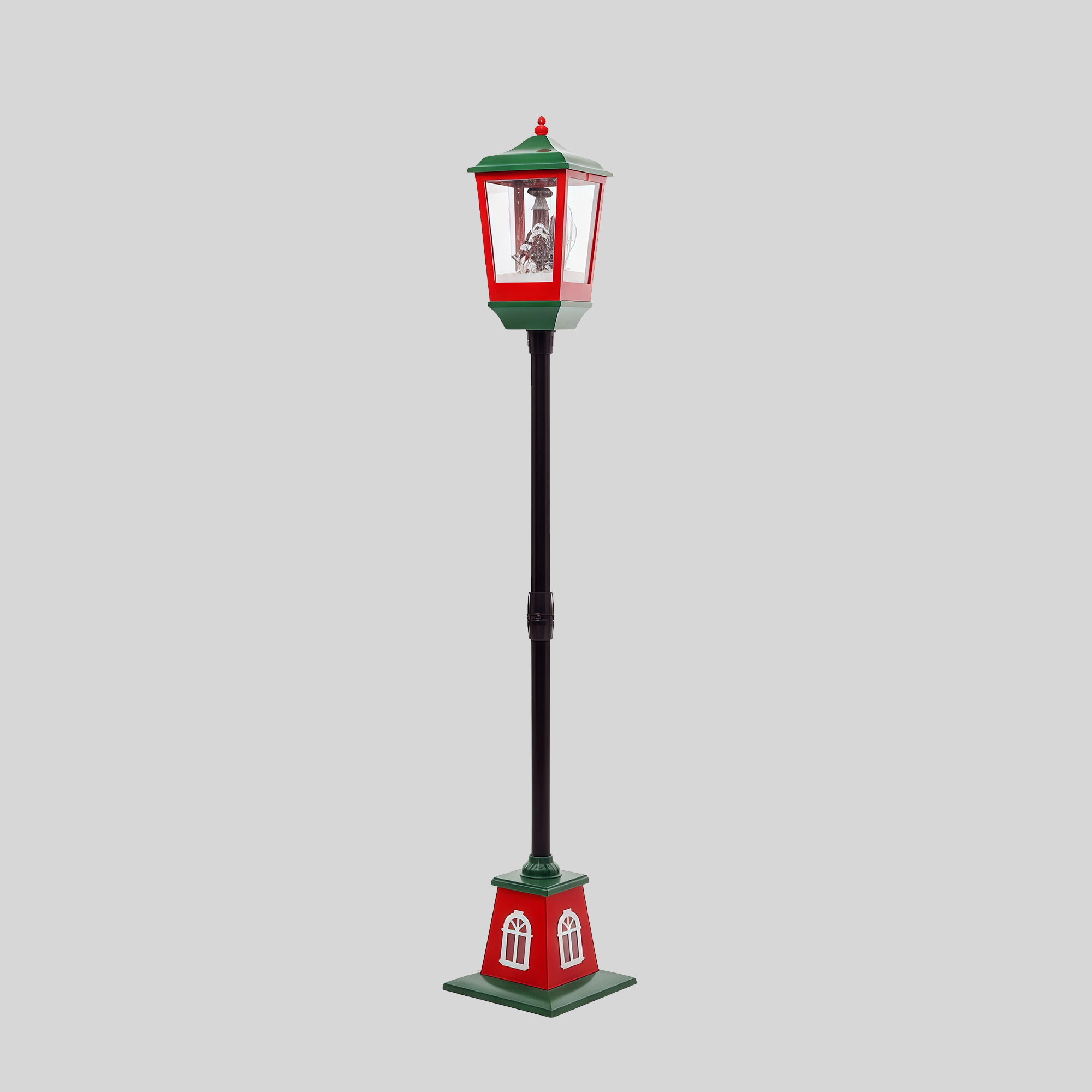 green Christmas lamp post with LED lights