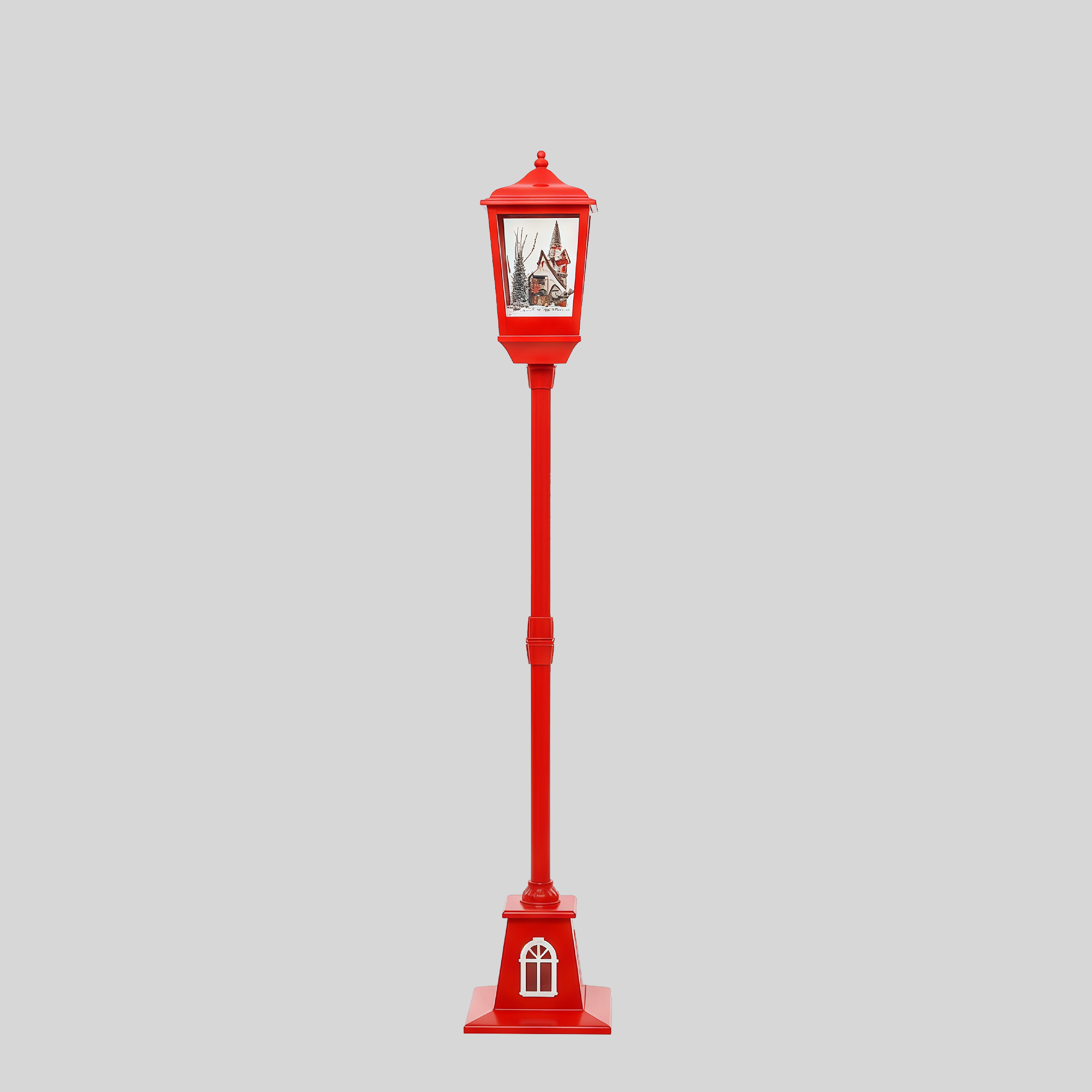 red Christmas lamp post with LED lights
