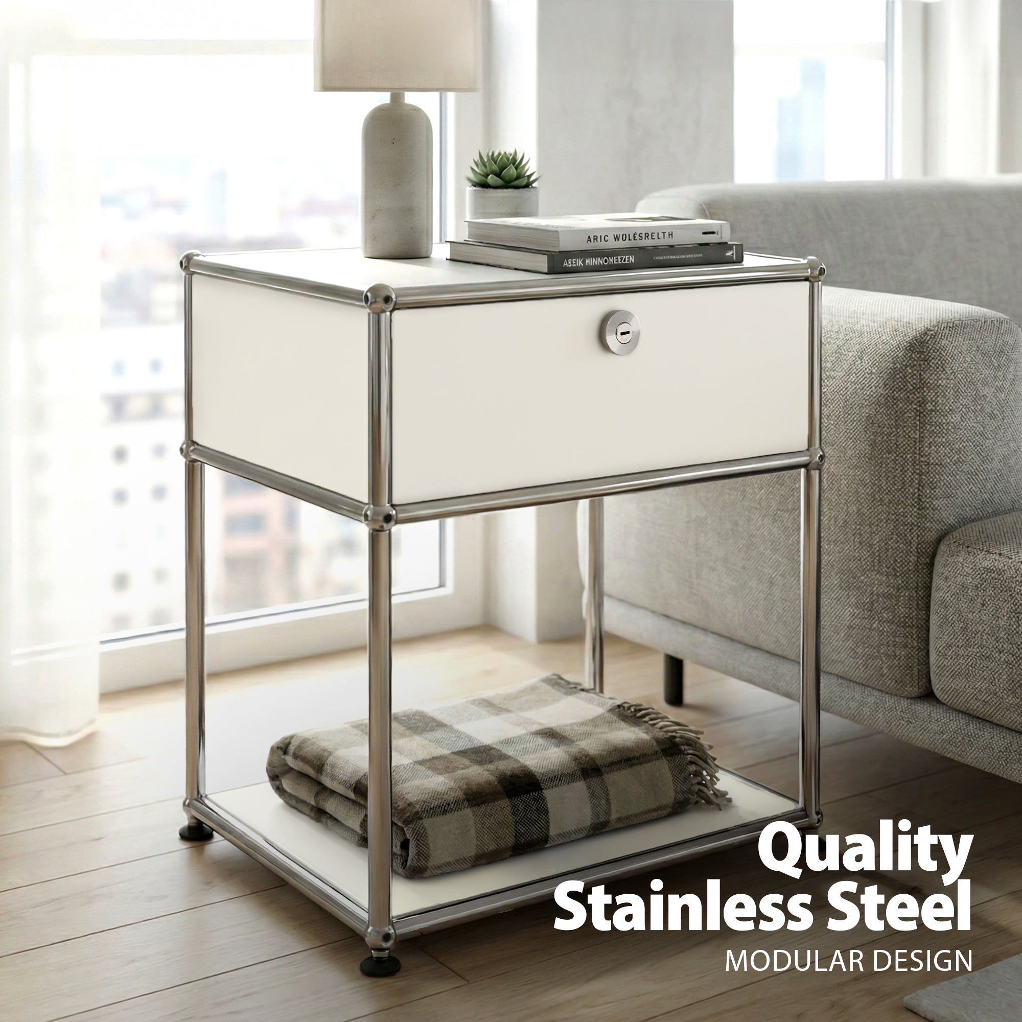Brædstrup Stainless Steel Bedside Table