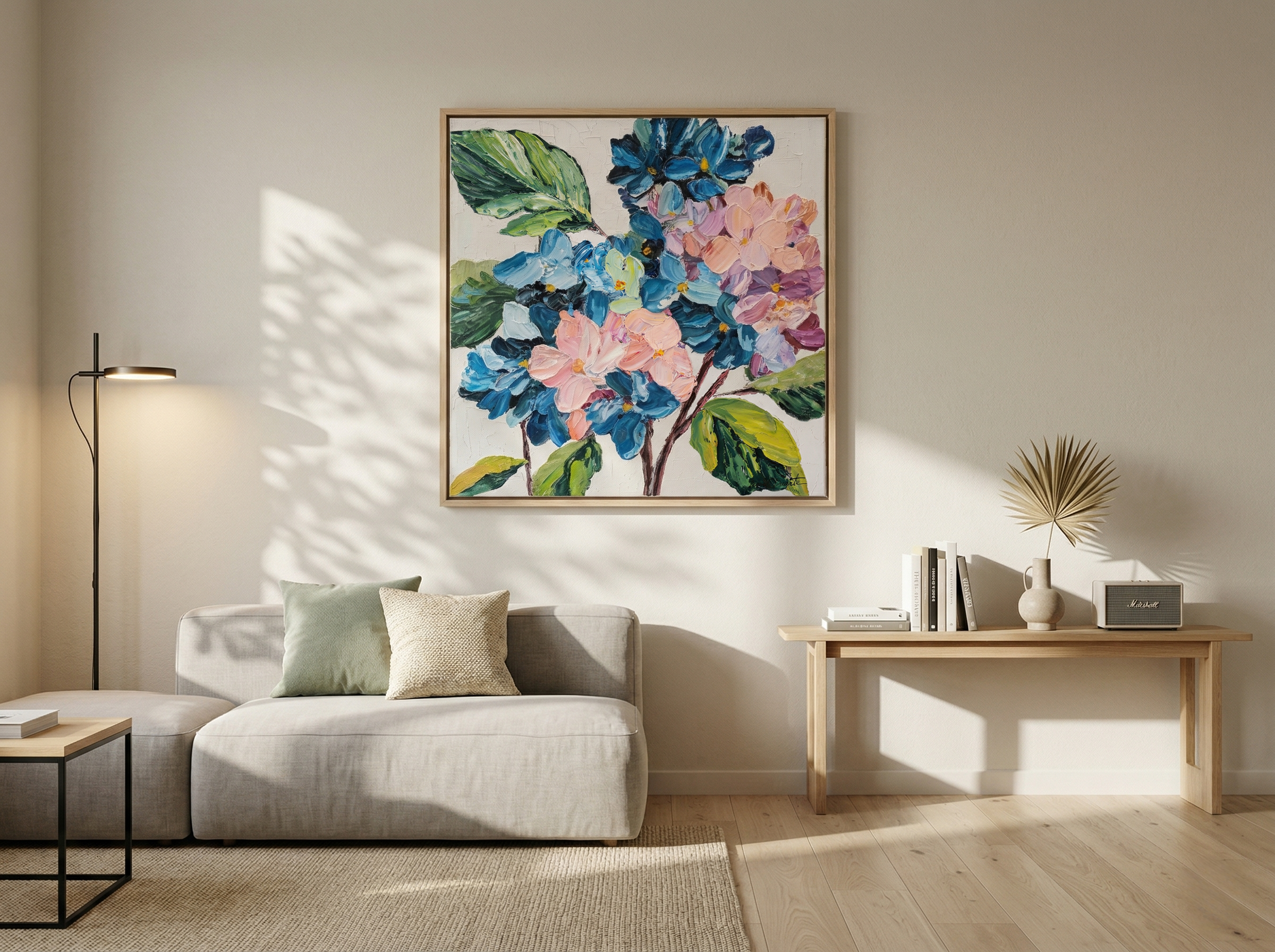 Azure & Roseate Clusters — Original Impasto Painting by Elena Duarte