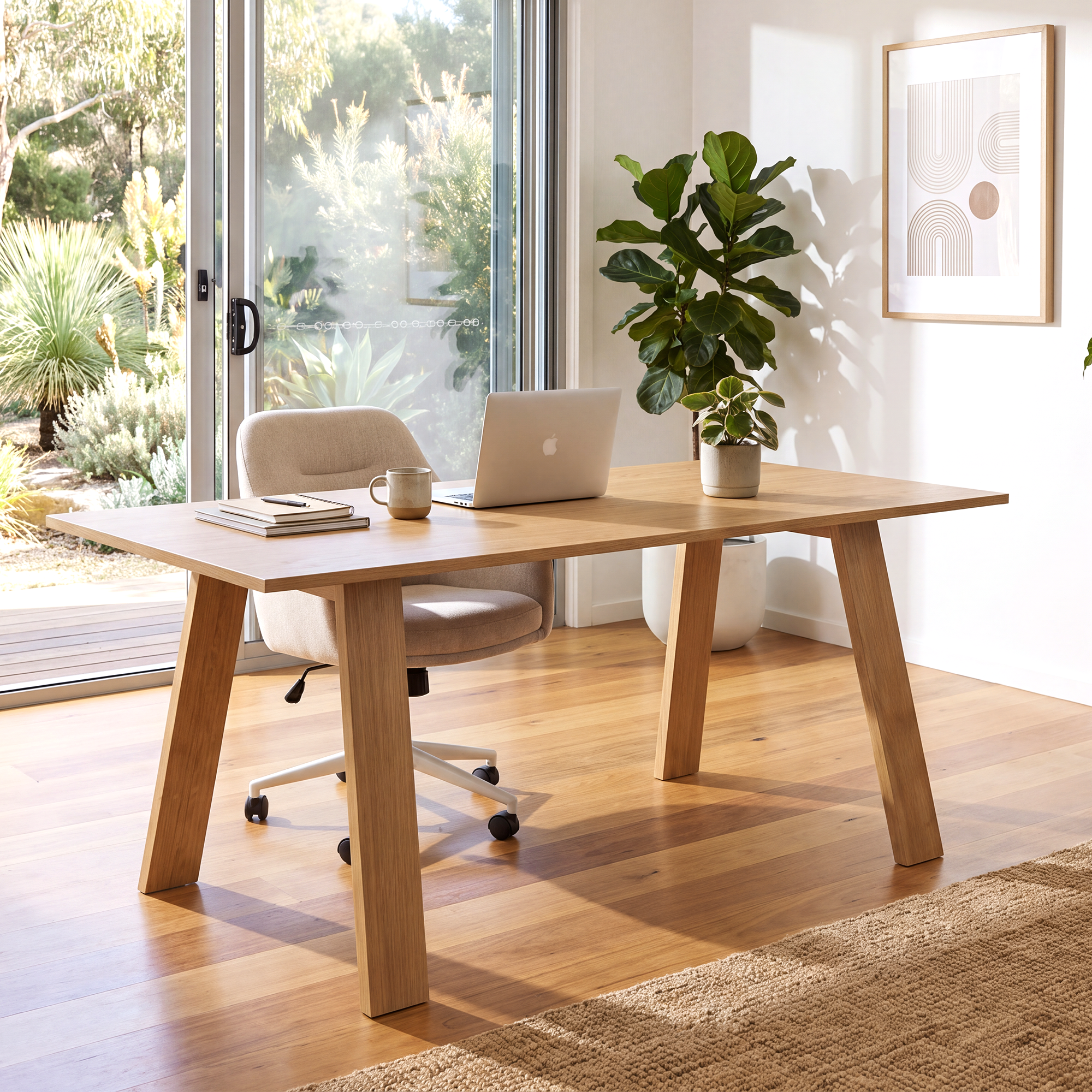 Florø dining table styled beside a bright window