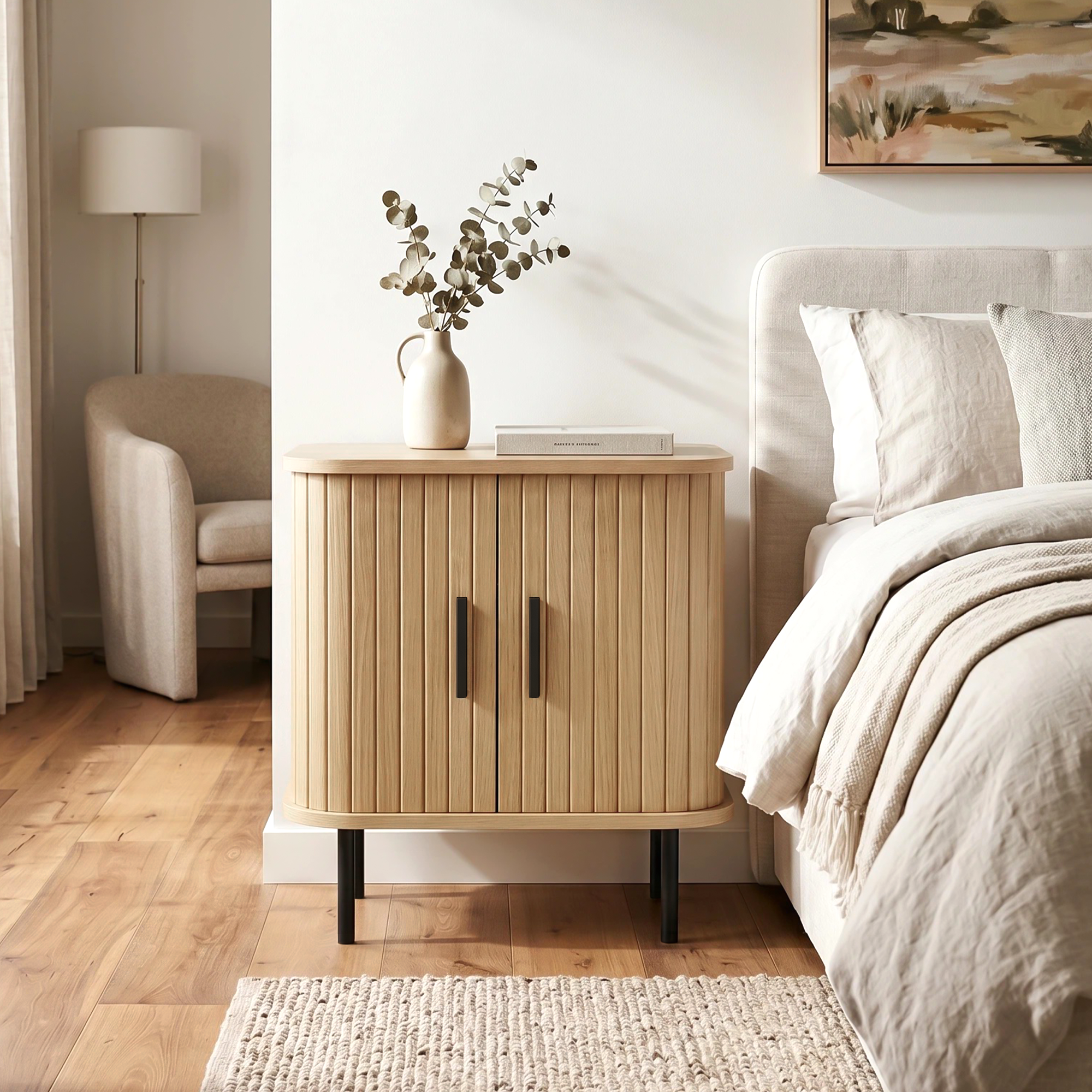 Hillerød Fluted Bedside Table