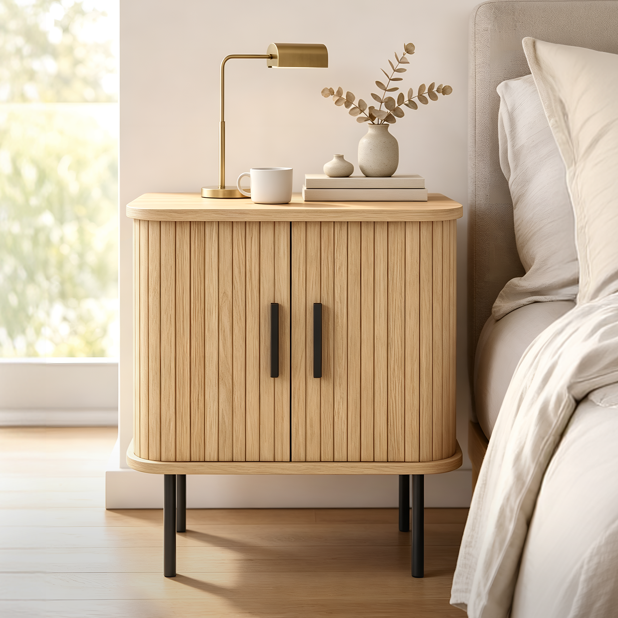 Hillerød Fluted Bedside Table
