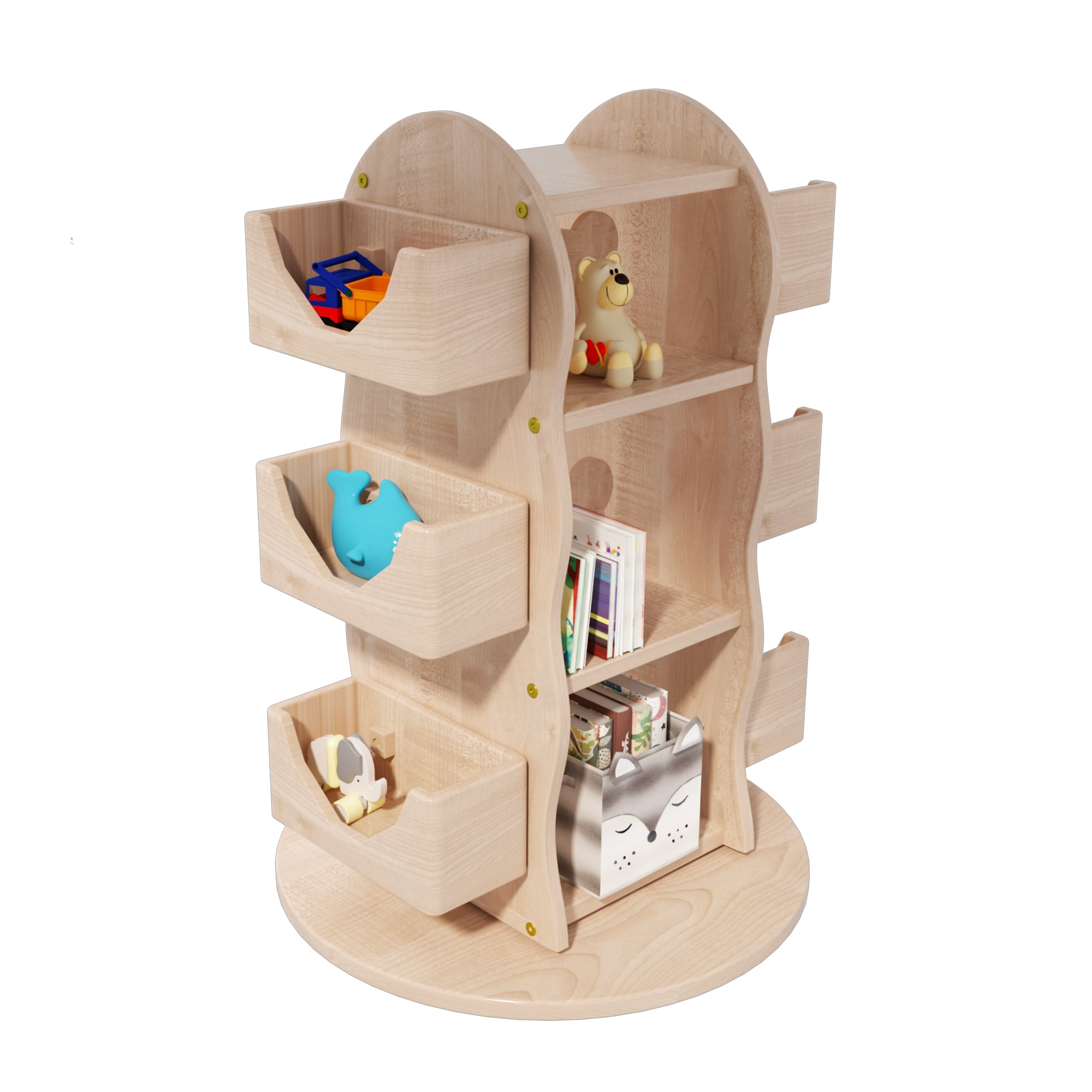 Hornsgatan Revolving Solid Rubber Wood Bookshelf