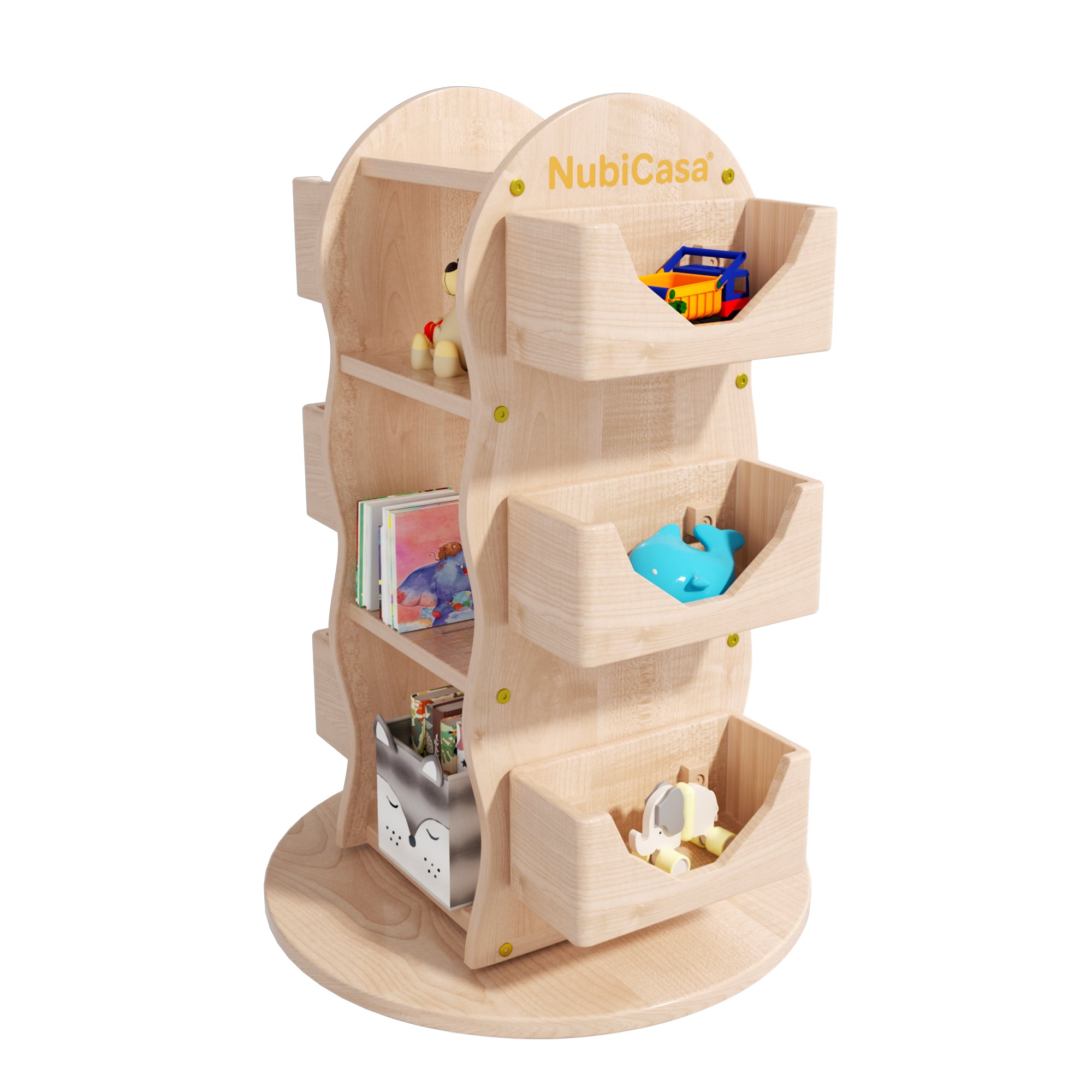 Hornsgatan Revolving Solid Rubber Wood Bookshelf