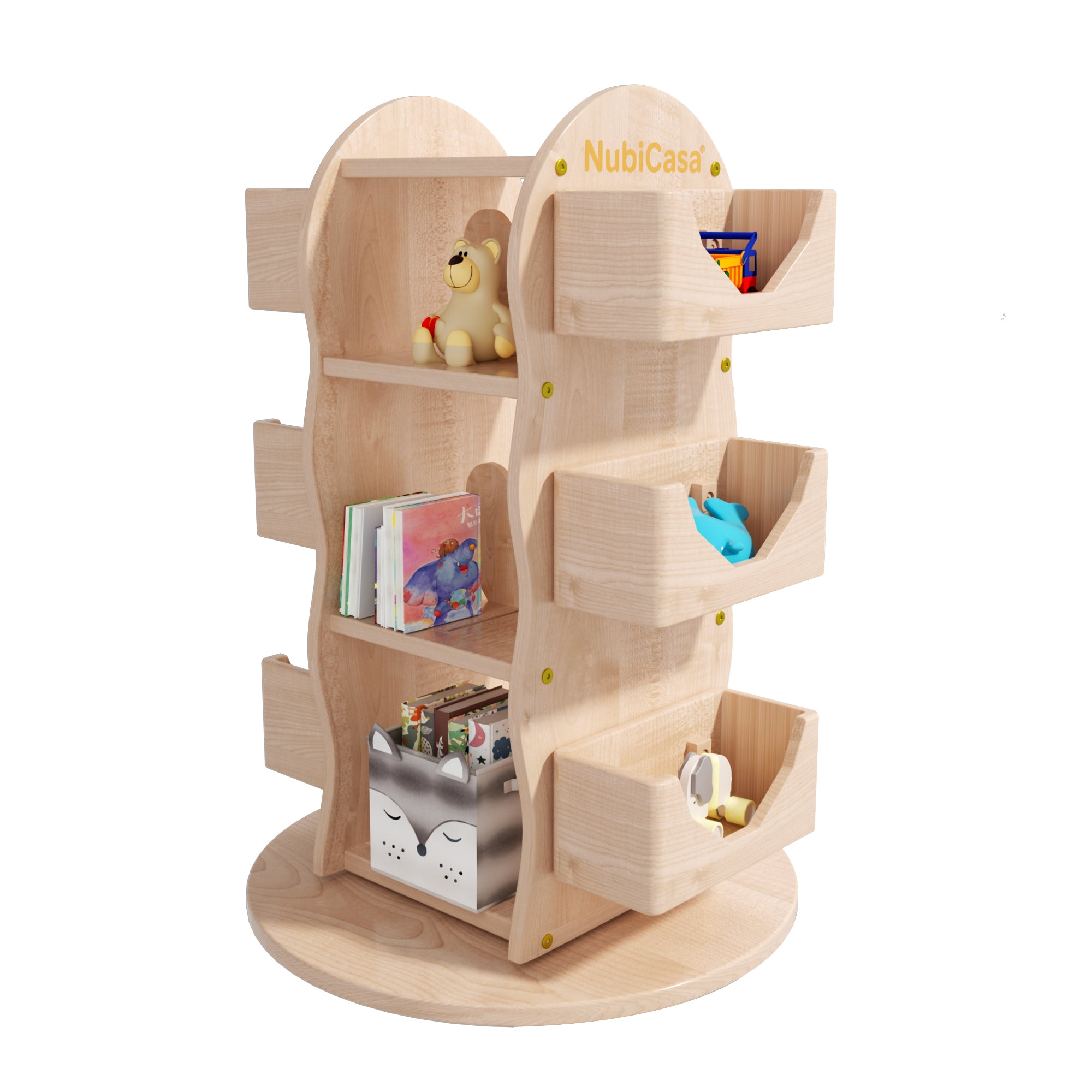 Hornsgatan Revolving Solid Rubber Wood Bookshelf