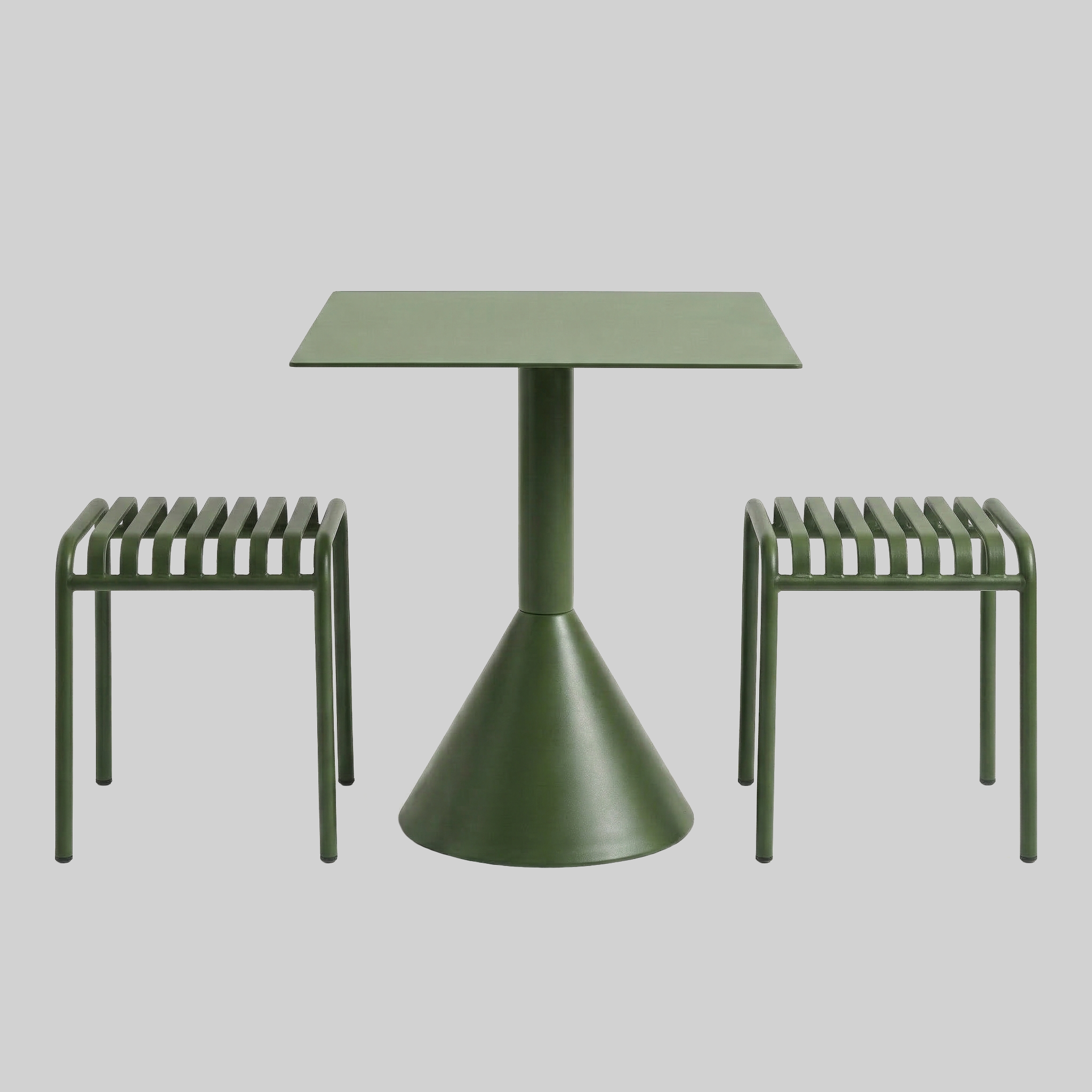 Ishøj Replica Hay Palissade Cone Table & 2 Low Stools Set