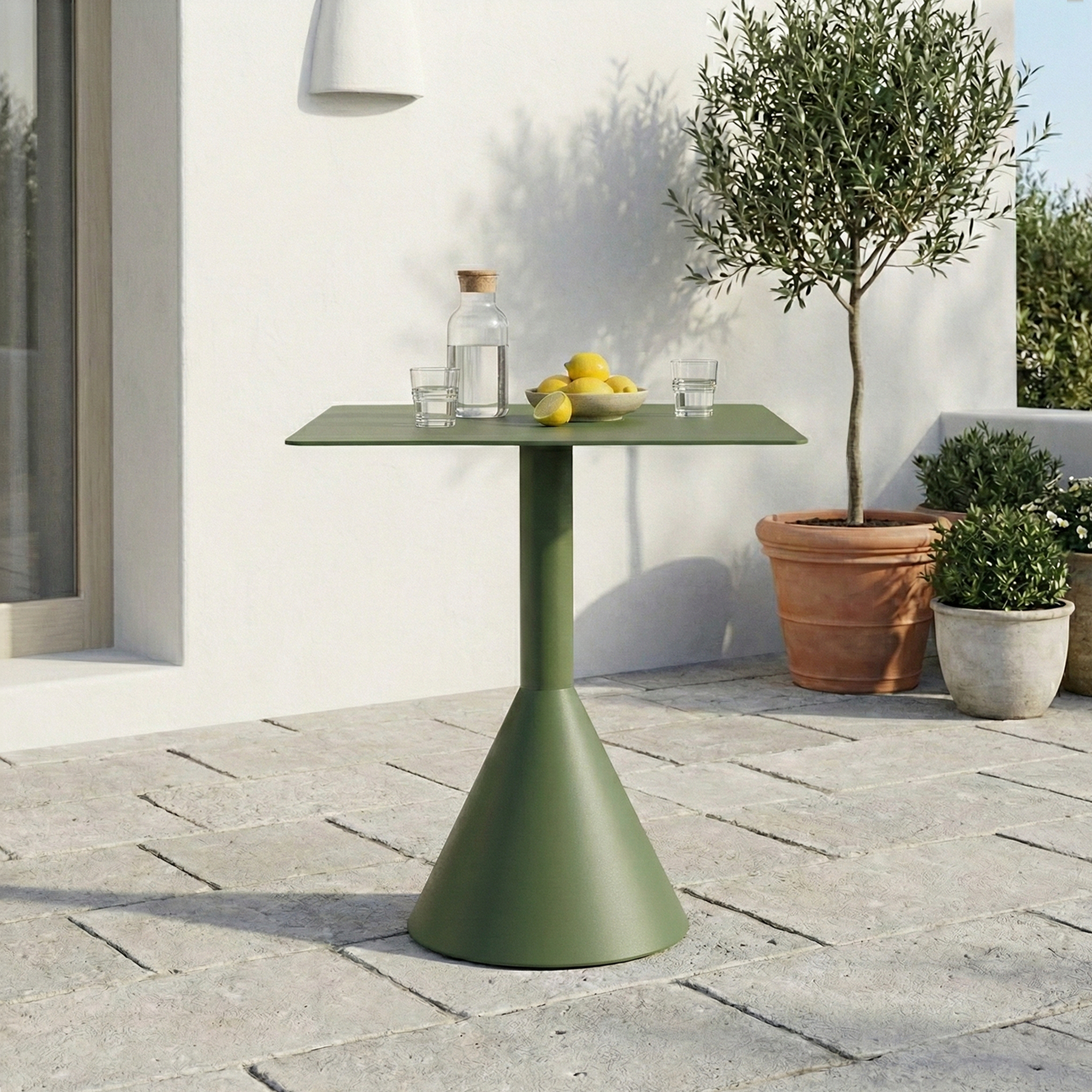 Ishøj Replica Hay Palissade Cone Table & 2 Low Stools Set