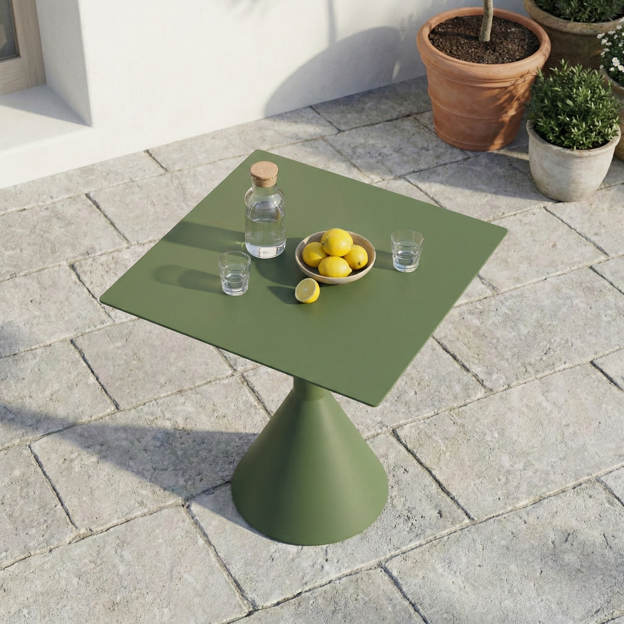 Ishøj Replica Hay Palissade Cone Table & 2 Low Stools Set