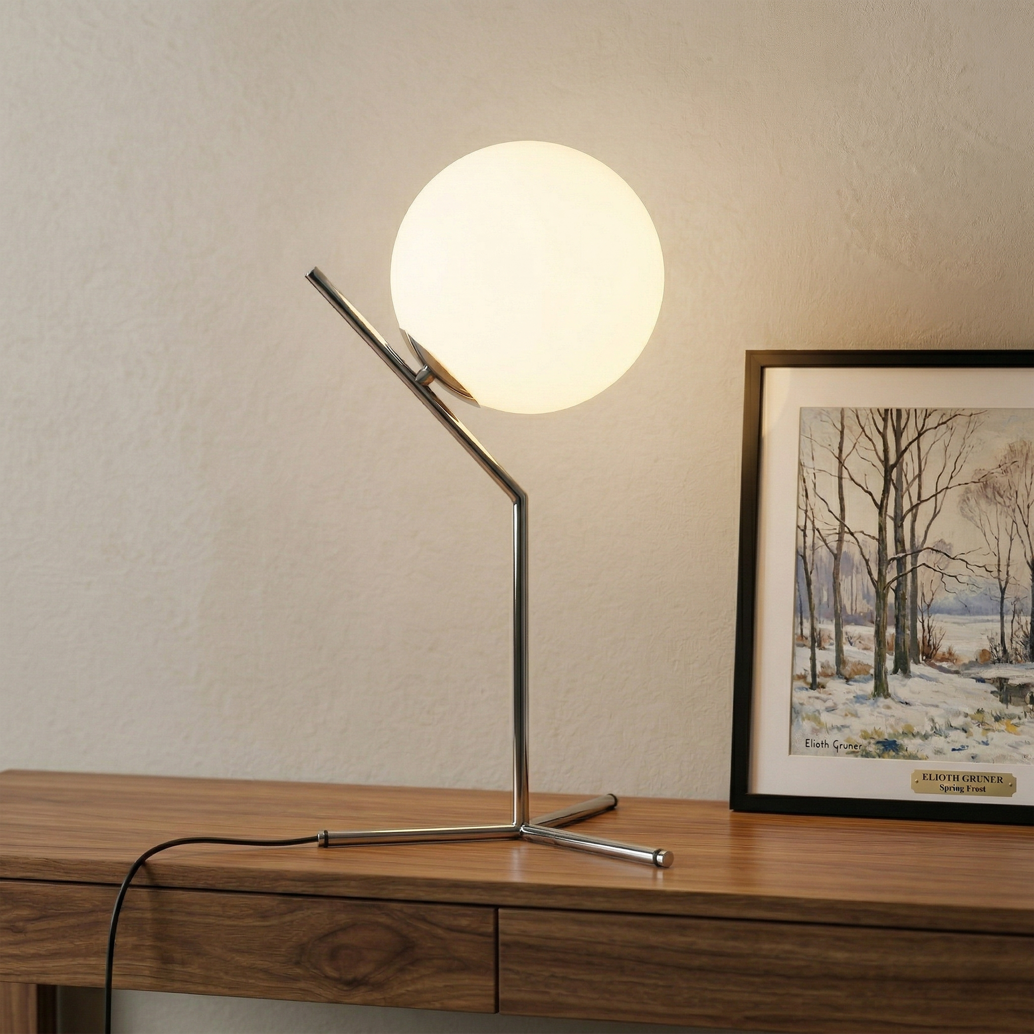 Jessheim Glass Globe Table Lamp - Silver