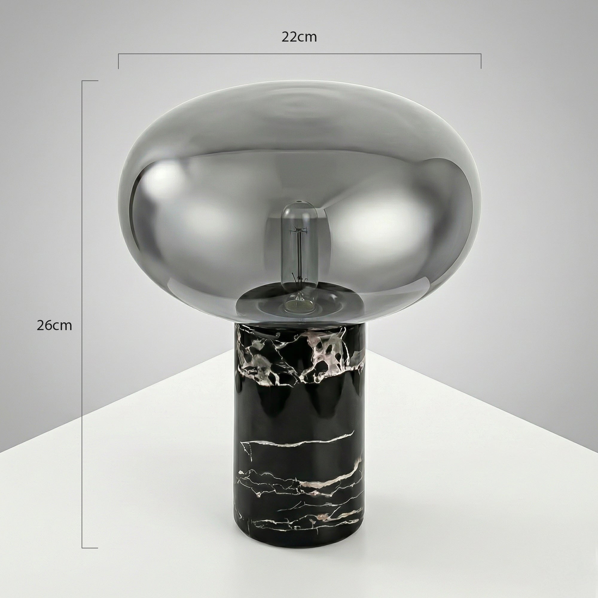 Kirkegata Smoked Glass Table Lamp - Black Grey