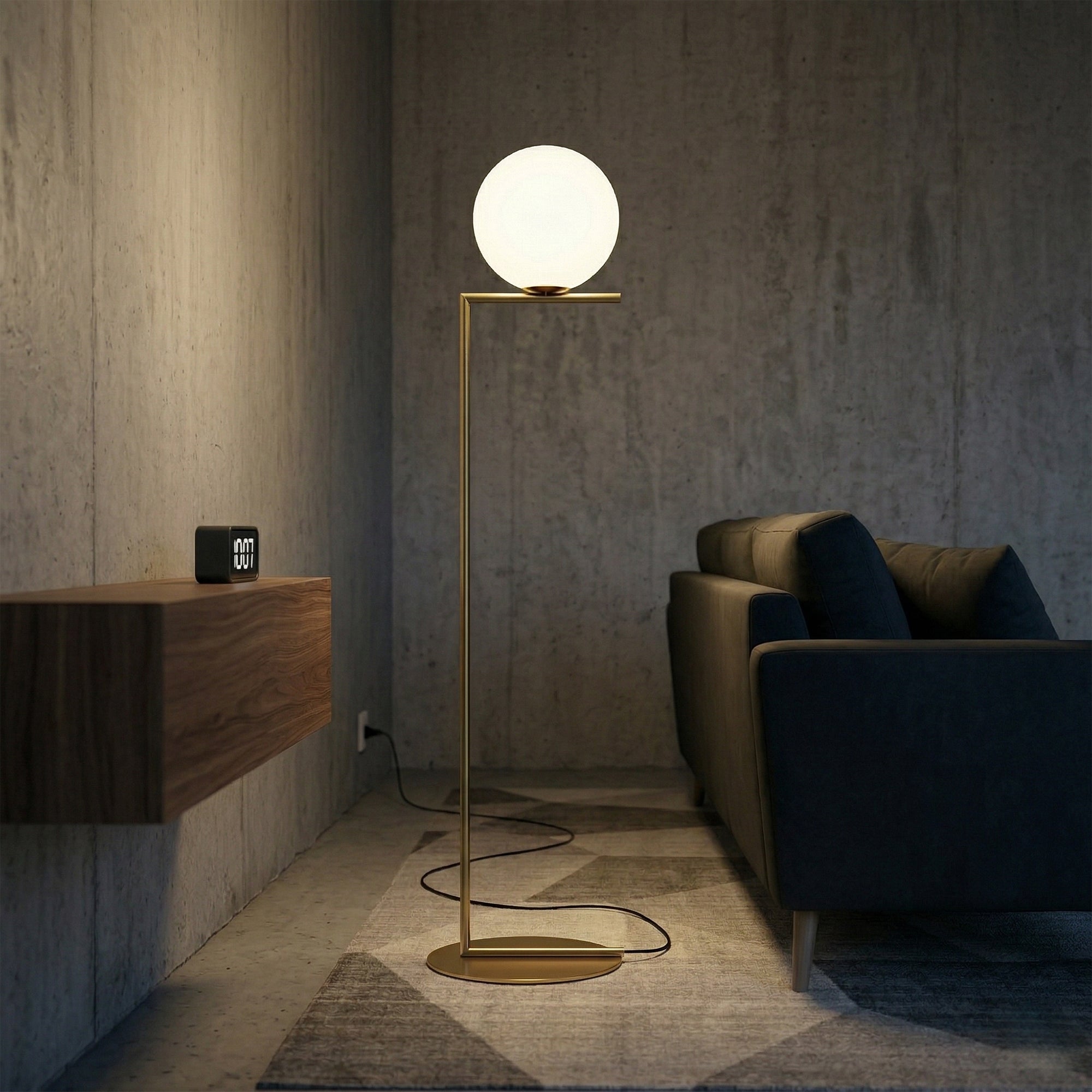 Lillesand Modern Glass Globe Floor Lamp
