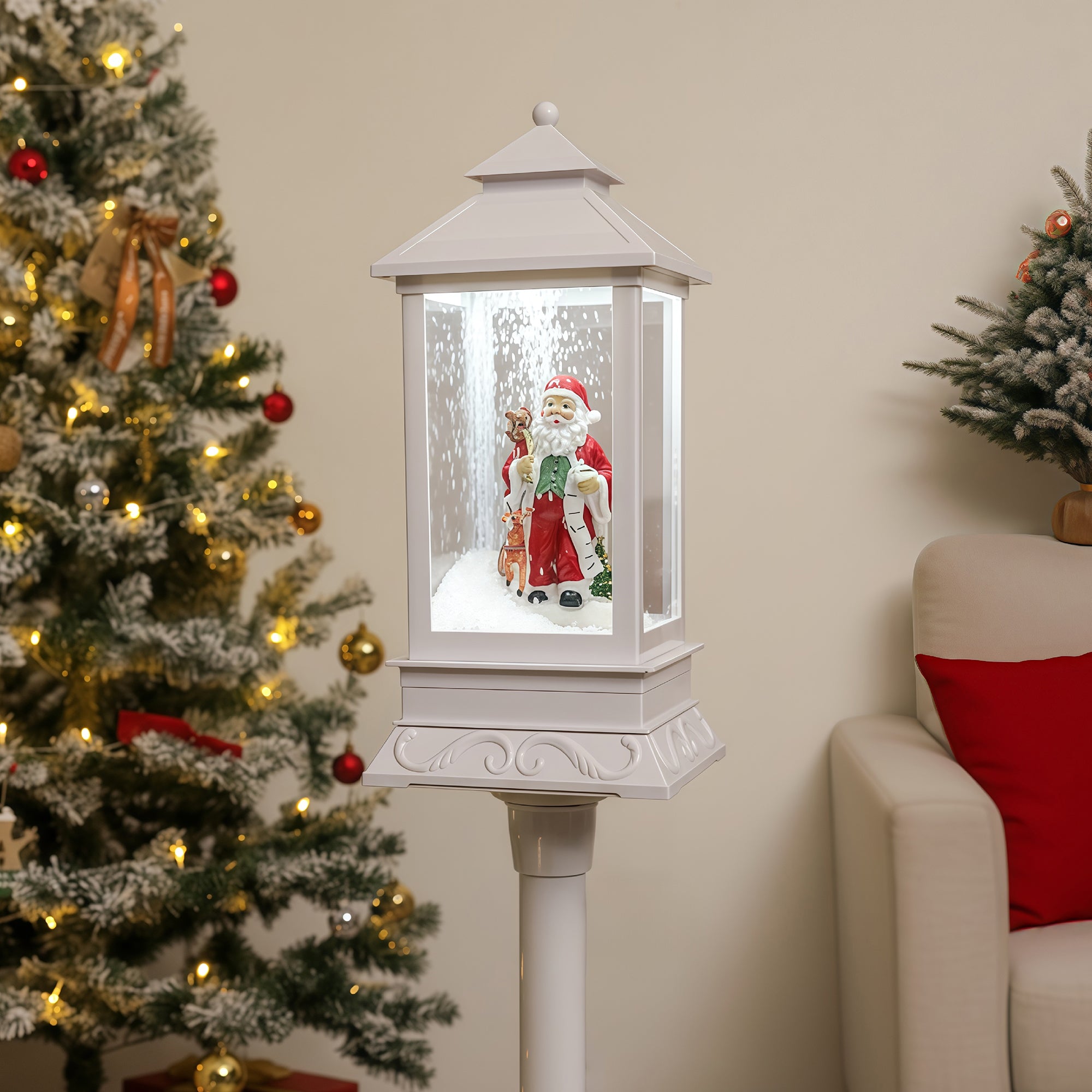 glowing white LED Christmas light post for indoor decor