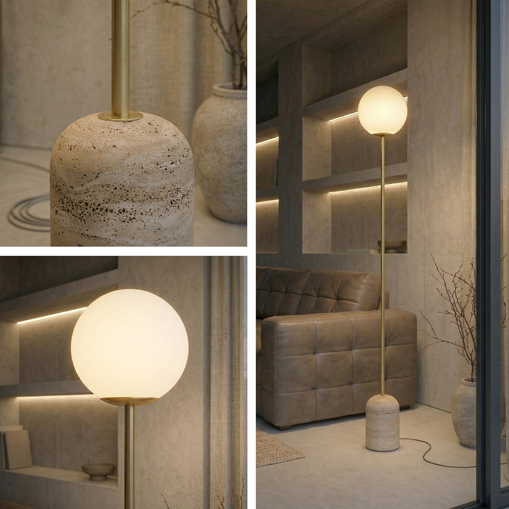 Marken Travertine Floor Lamp