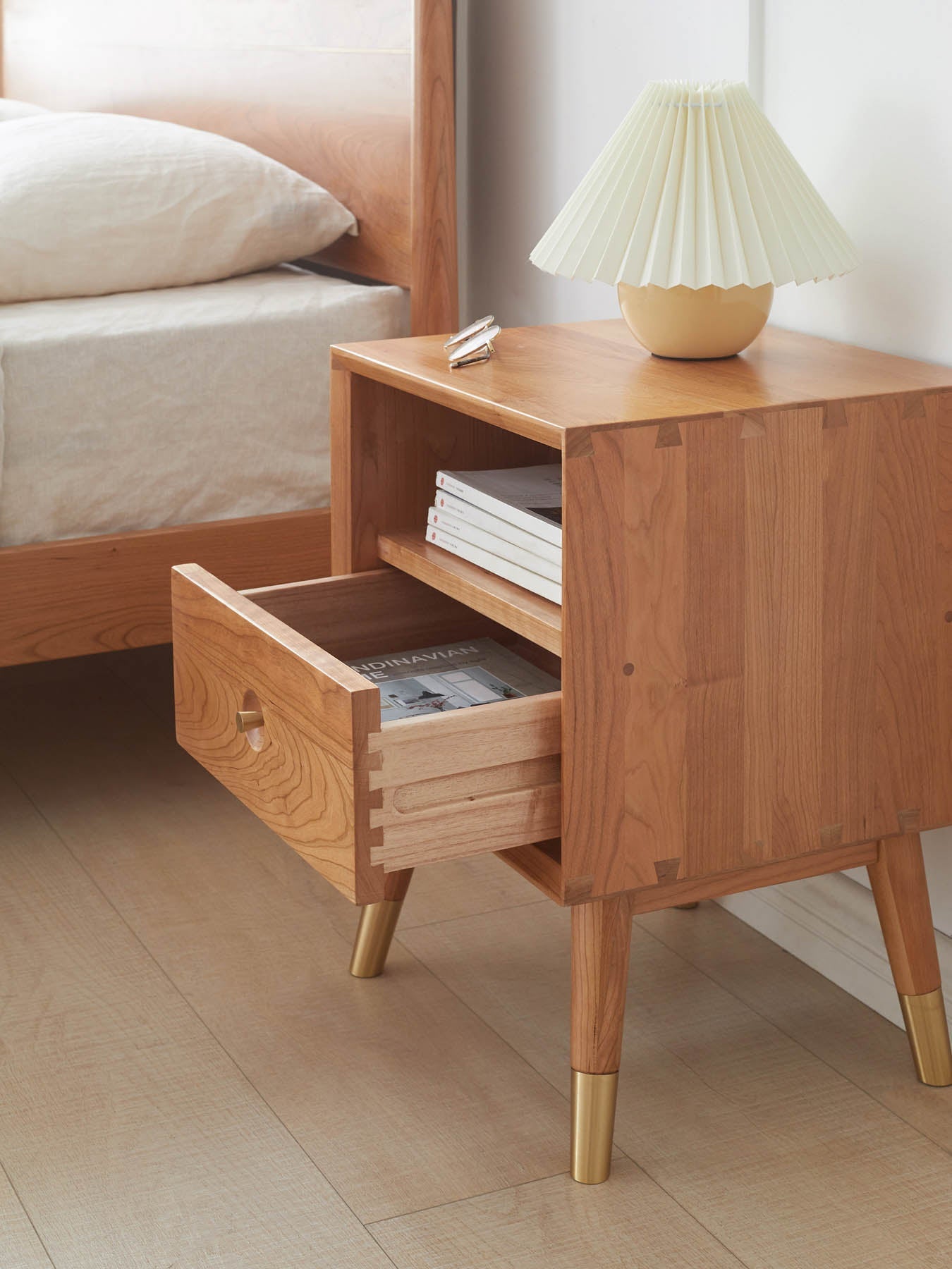 Set of 2 Clayton Cherry Wood Bedside Table