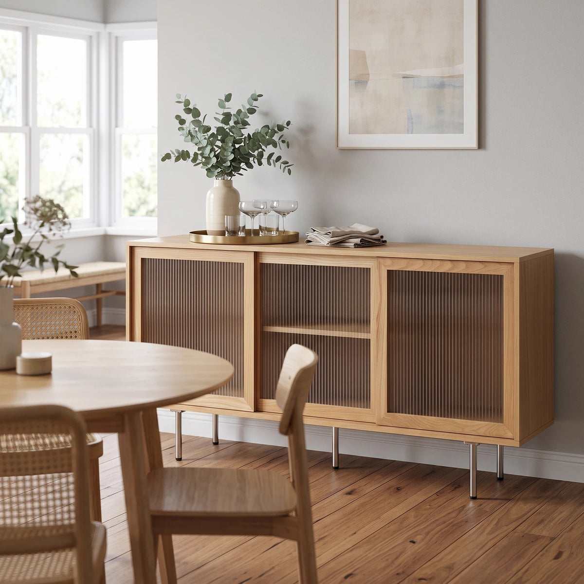 Hirtshals 160cm Oak Veneer TV Entertainment Stand