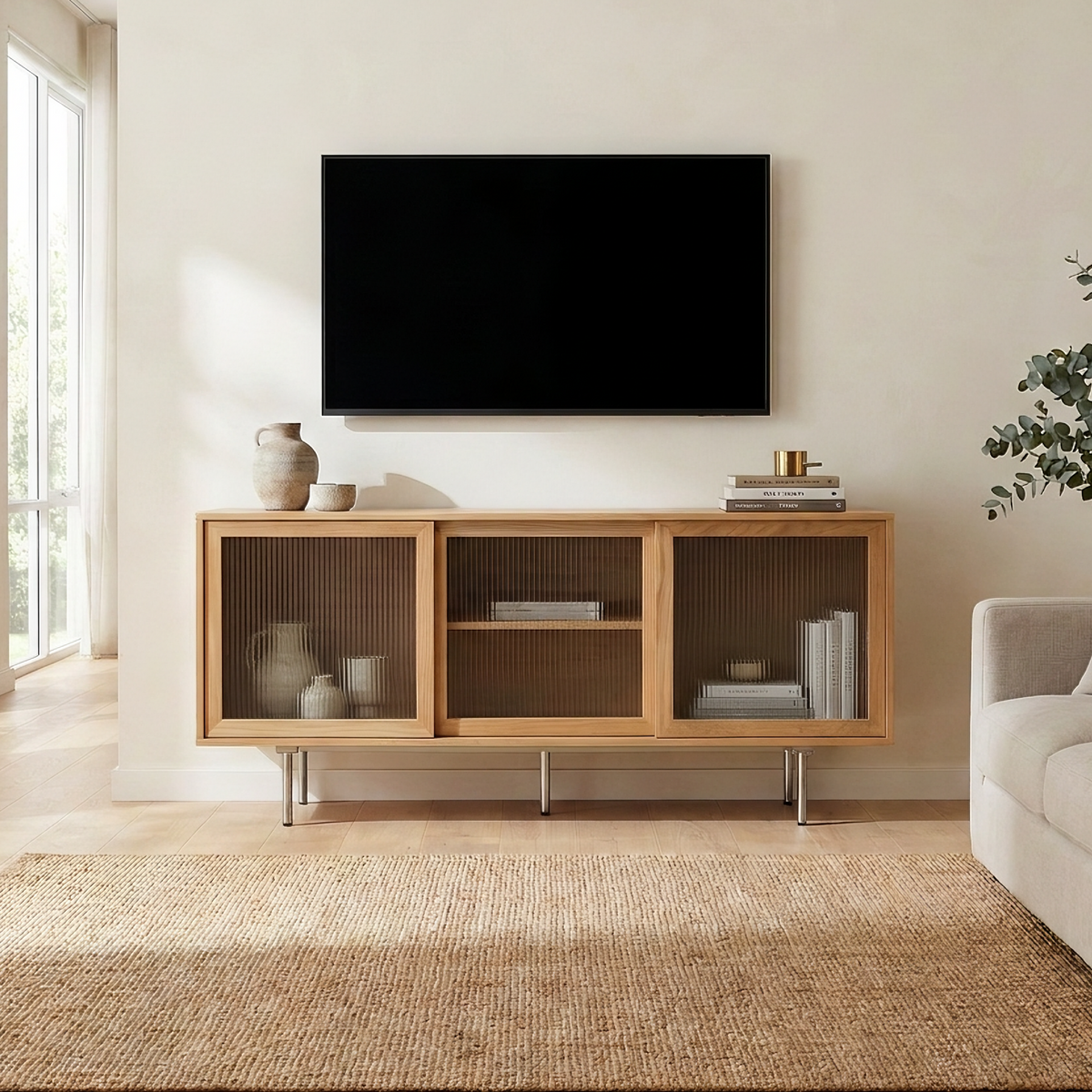 Hirtshals 160cm Oak Veneer TV Entertainment Stand